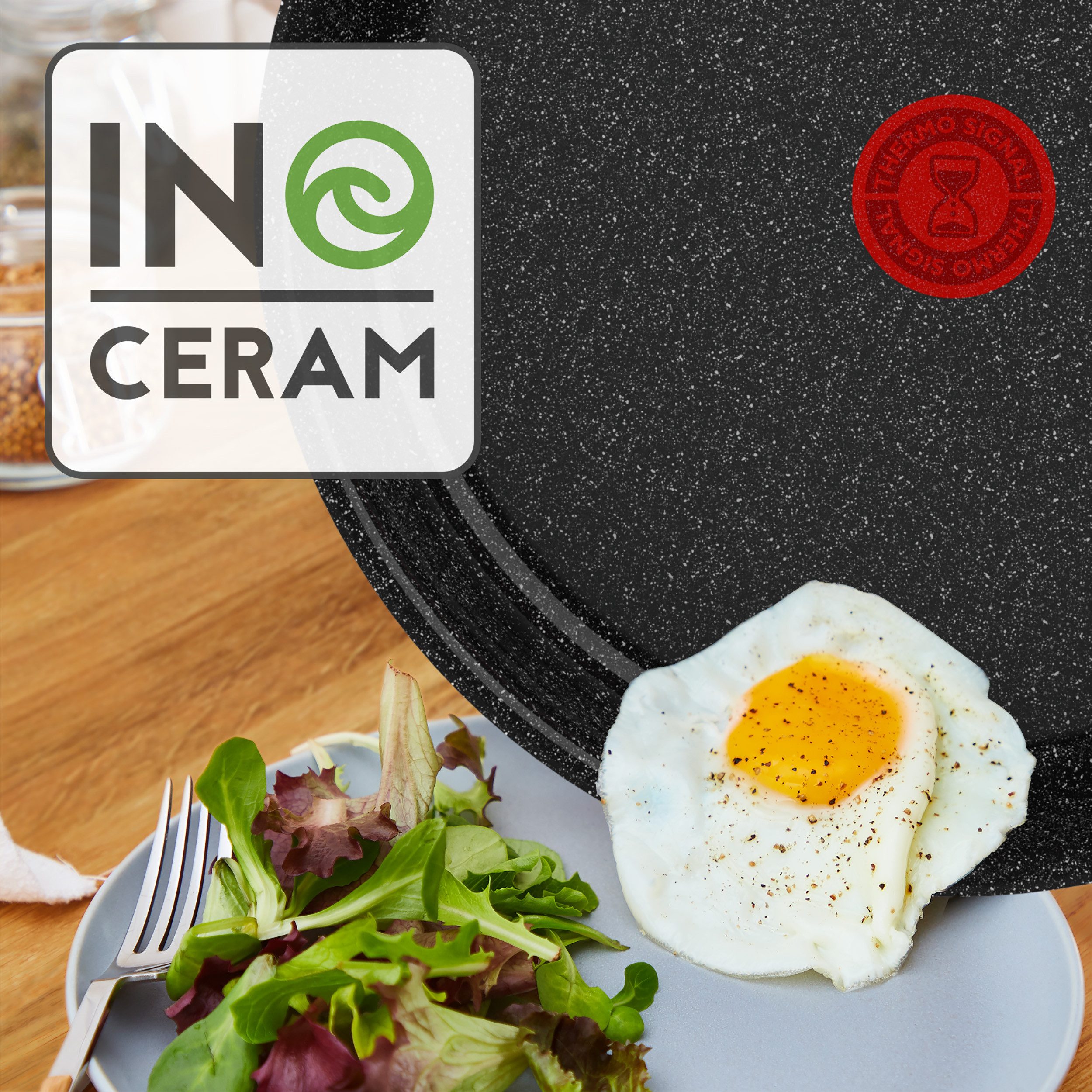 Tefal Pfannen-Set Ingenio Intens' Ceram, Aluminium (Set, 3-tlg), abnehmbarer Griff, Thermo-Signal, Induktion, made in France – Bild 5 von 5