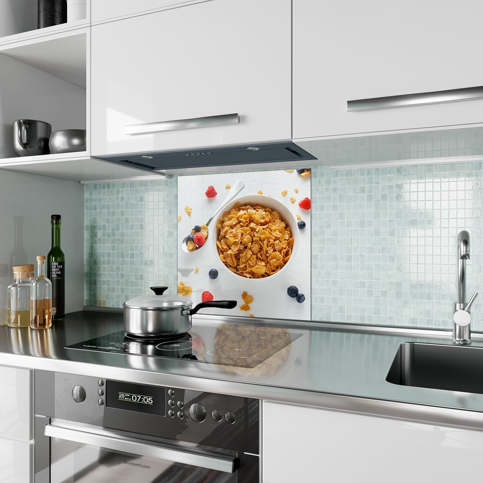 Cerealien Schale Glas Motiv in Spritzschutz Küchenrückwand Küchenrückwand Primedeco mit