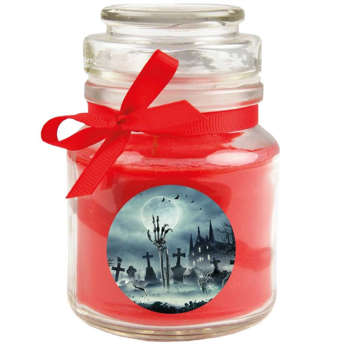 HS Candle Duftkerze (Dekokerze, 1-tlg), Halloween - Kerze im Bonbon Glas, Ideale Herbstdeko