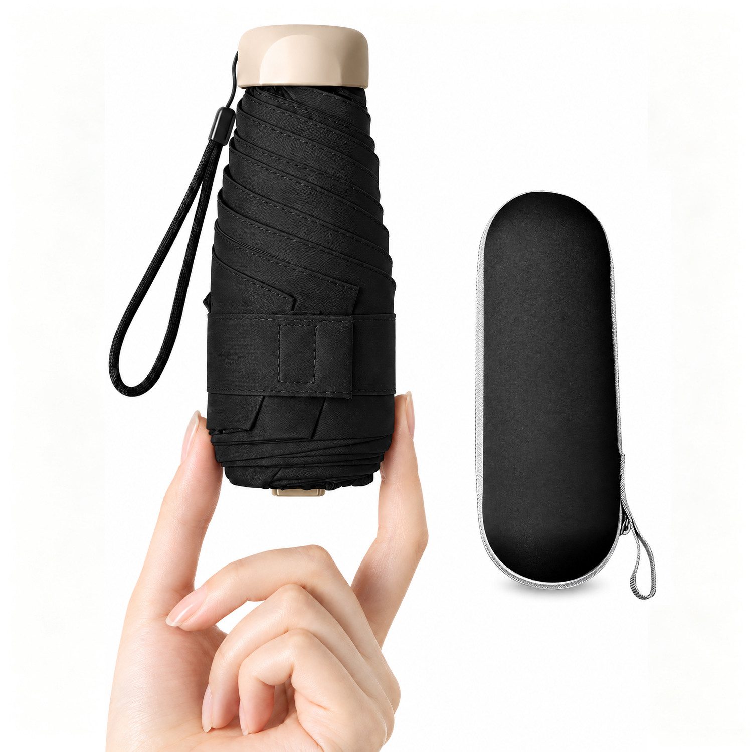 BOOD Taschenregenschirm Mini ultra-leichter Falt-Regenschirm, tragbarer UV-Schutz-Sonnenschirm, Sehr klein zusammenfaltbar, ideal für Handtasche, Reise und Alltag