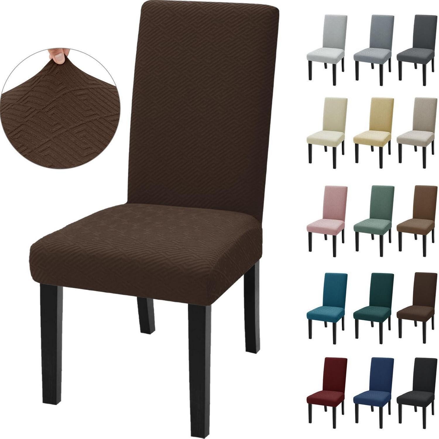LuxusKollektion Stuhlbezug Stuhlhussen Stretch Stuhlbezug Esszimmer 6er Set Kaffee 6er Set
