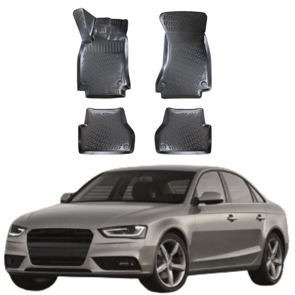 Trimak Passform-Fußmatten Oder Kofferraumwanne Oder Set kompatibel mit Audi A4, Audi A4 B8 Limousine & Avant 2008-2015 Gummimatten Auto TPE