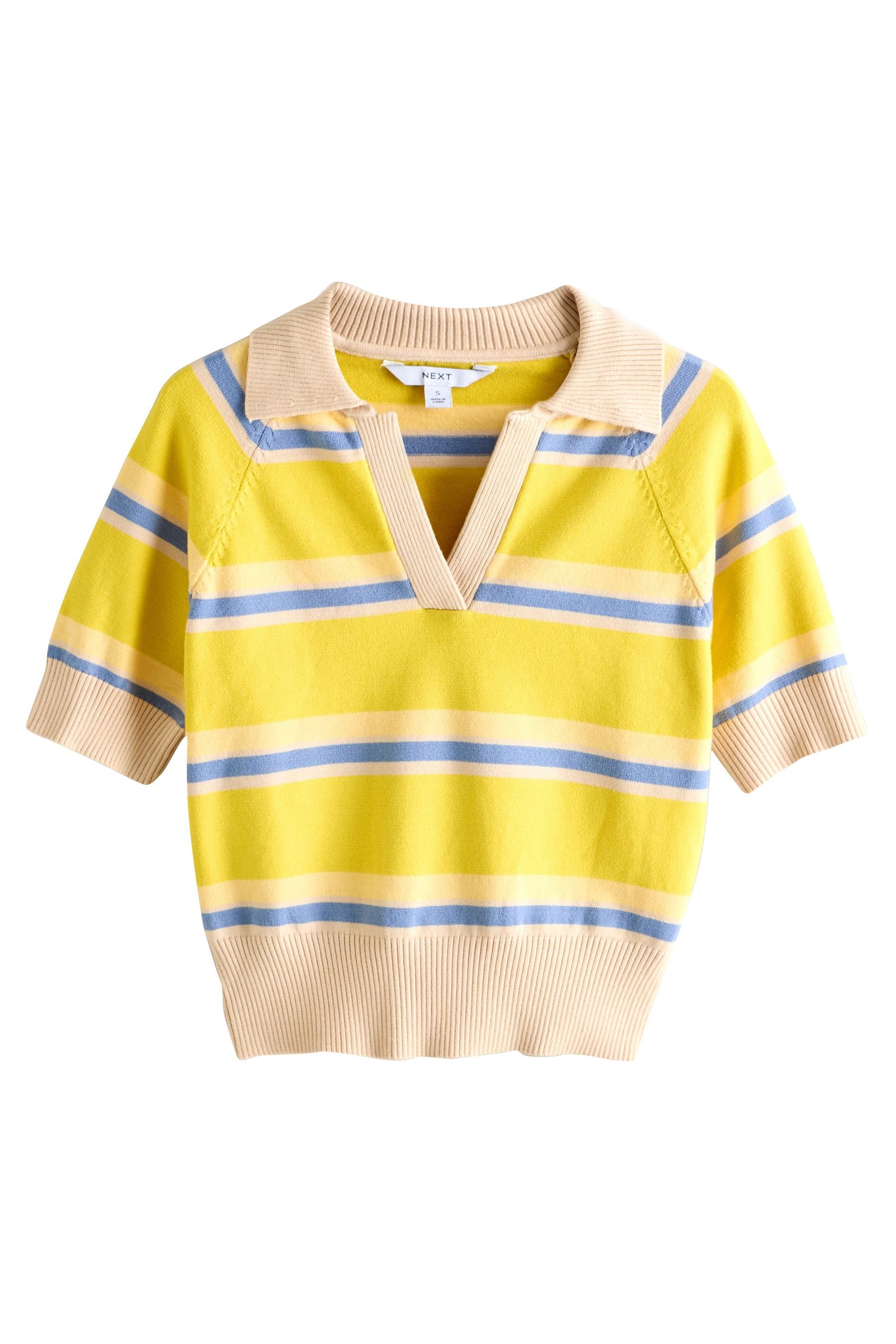 Next Sweater Gestreiftes Polooberteil mit V-Ausschnitt (1-tlg)