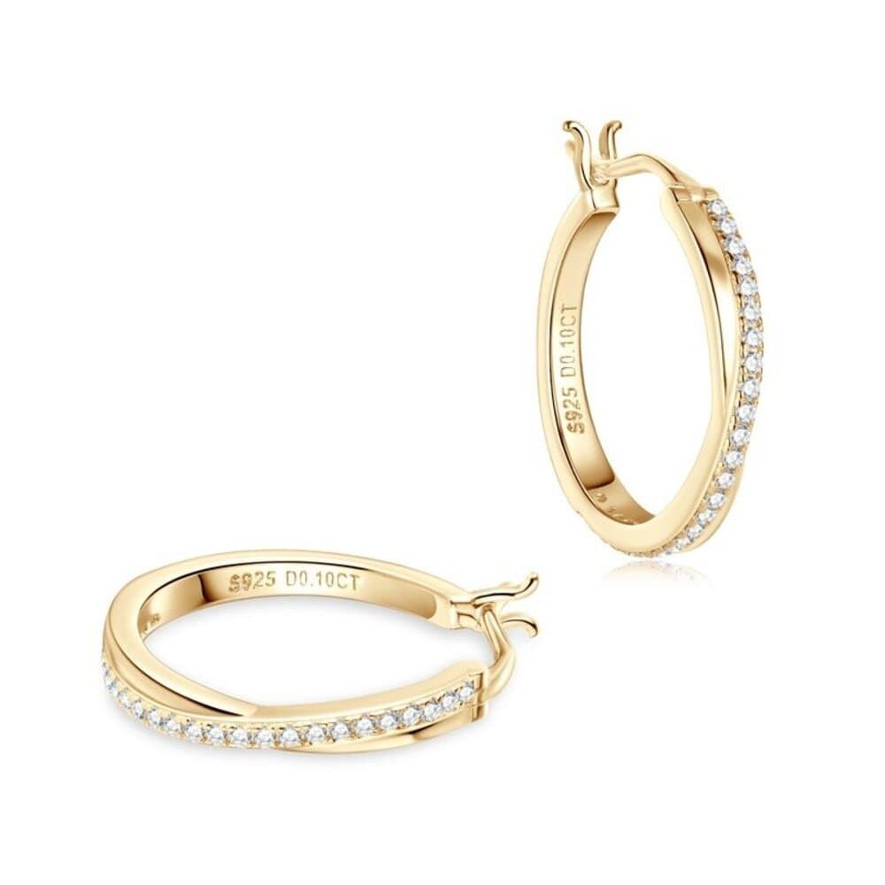 ROUGEMONT Paar Creolen Funkelnde Moissanit Damen Creolen Ohrringe +Echtheitszertifikat, Echtschmuck mit Echtheitszertifikat