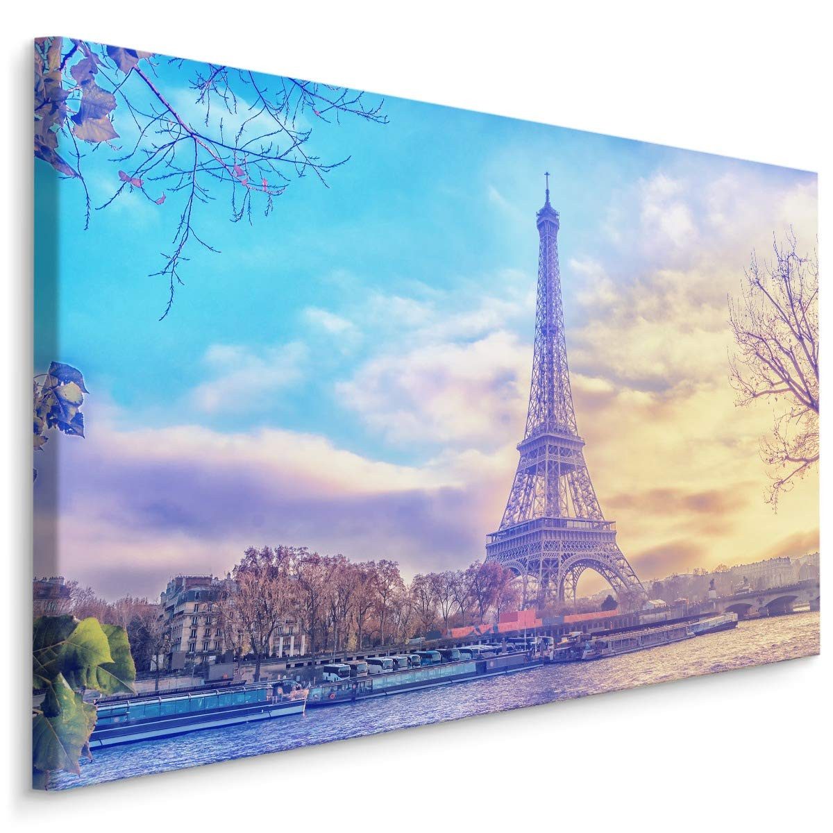 Muralo Leinwandbild Architektur – Leinwandbild Wandbild Kunstdruck Wohnzimmer, Gebäude (1 St), Paris – Stadt – Frankreich, 30 x 20 cm, aufhängefertig