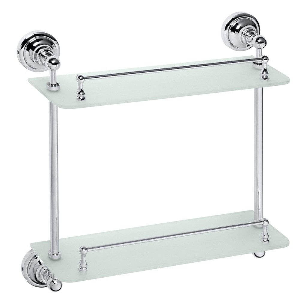 BRILLANTBAD® Duschregal BETRO CHROM Glasregal Messing Glas Chrom für Bad & Küche >> Bohren