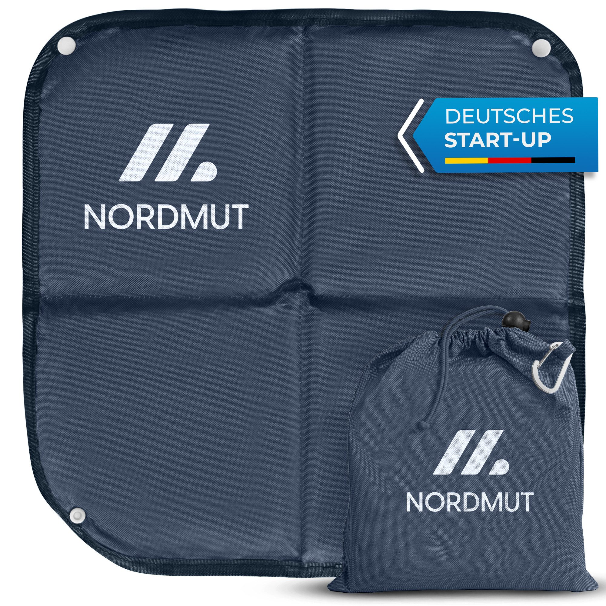 Nordmut Outdoor Camping & Wandern, faltbar wasserdichtes Sitzkissen für Reisen, Spar-Set, 1-tlg., Nordmut Nallo + Alu Karabiner + Transportbeutel, isolierend warmer Sitz, mit Karabiner, Stadion, Picknick, Pearl-Cotton