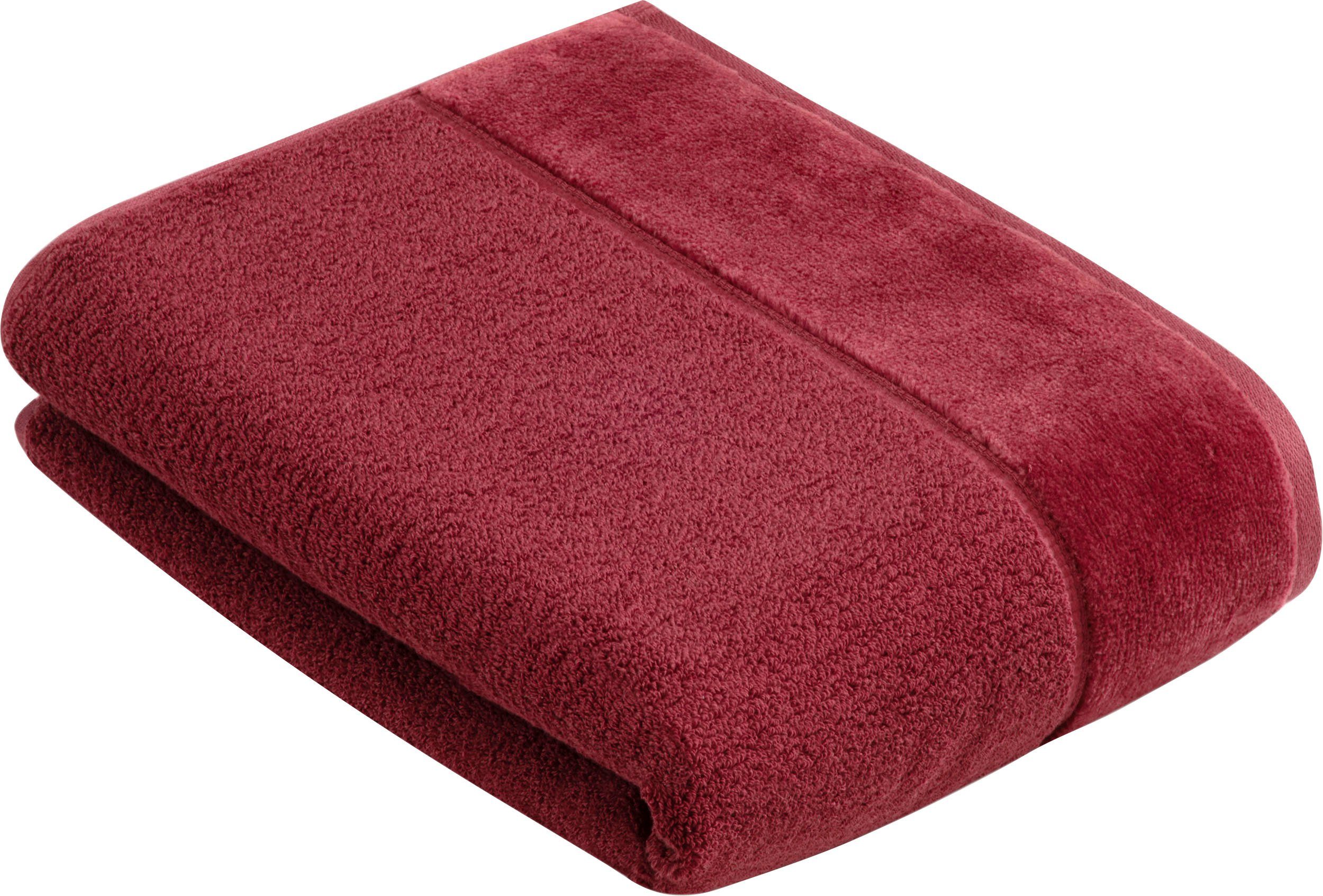 Frottier Vossen VEGAN, Badetuch Veloursbordüre eleganter (1-St), red Pure, mit rock Baumwolle &