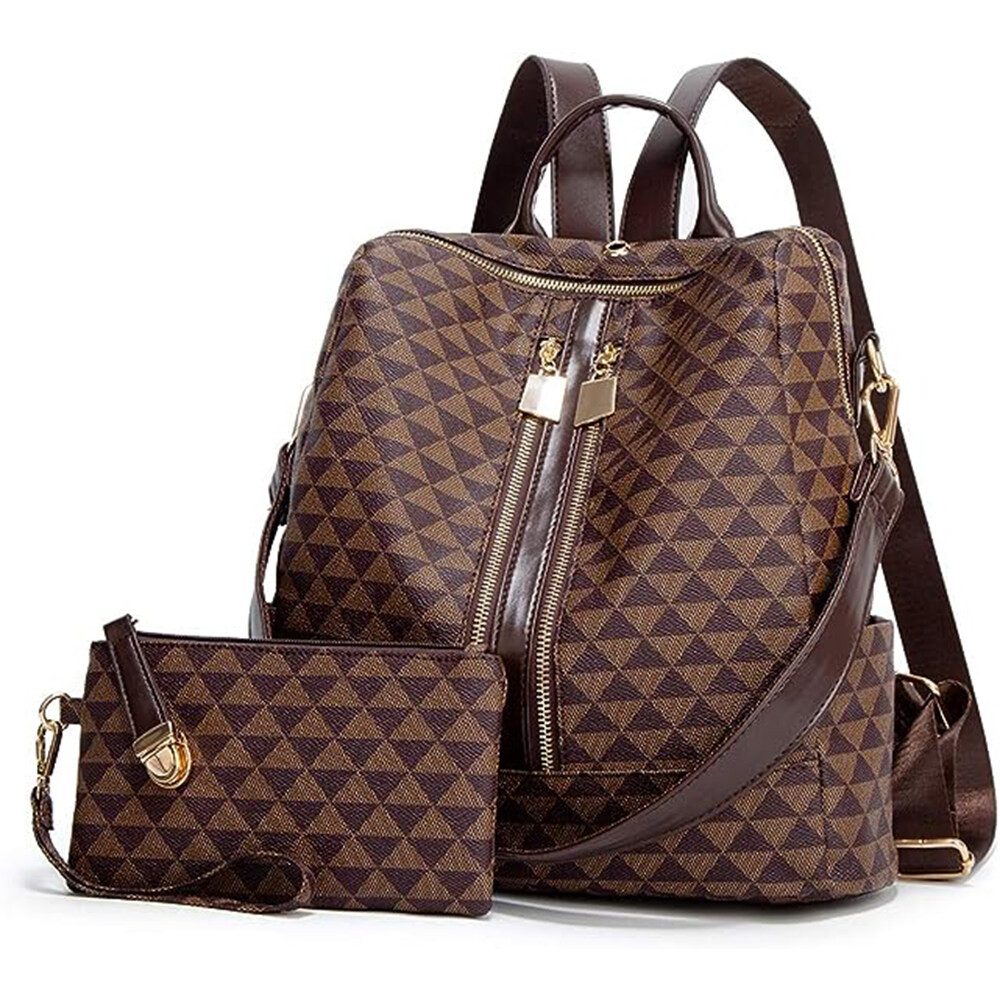 HAUSS SPOLE Rucksack Laptoprucksack Schulrucksack Lederrucksack Reiserucksack Leder (32x32x14 cm Lederrucksäcke mit 20x11 cm Handtasche, Schultertasche, Schule Rucksack, Notebook Laptop Tasche, Vintage), für Herren Damen Jungen Teenager Freizeit Arbeit Business Reisen