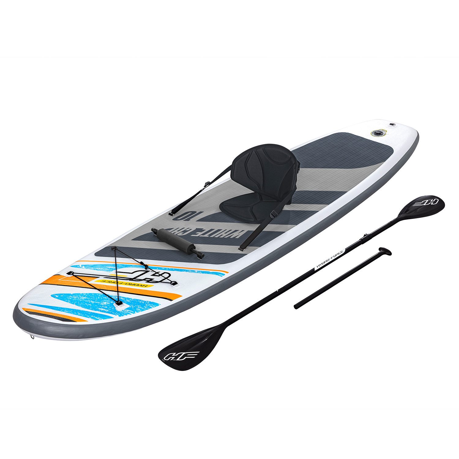 Bestway SUP-Board Hydro-Force White Cap, Allround, (Set, 1 tlg., Coil-Leash), 305 x 84 x 12 cm, max. Belastbarkeit 120 kg