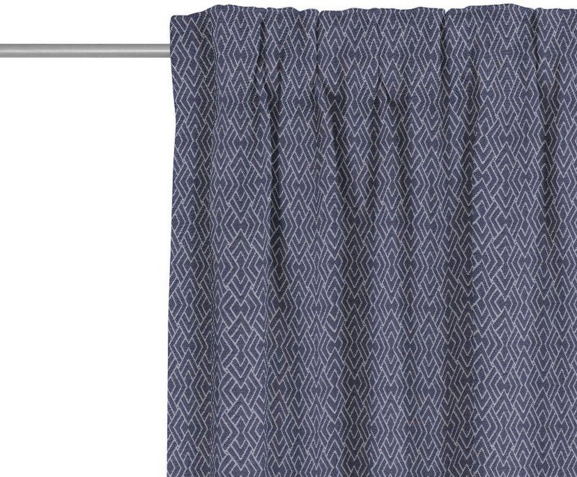 dunkelblau Vorhang Bio-Baumwolle (1 St), nachhaltig Graphic Jacquard, Adam, Ventus, aus Multifunktionsband blickdicht,