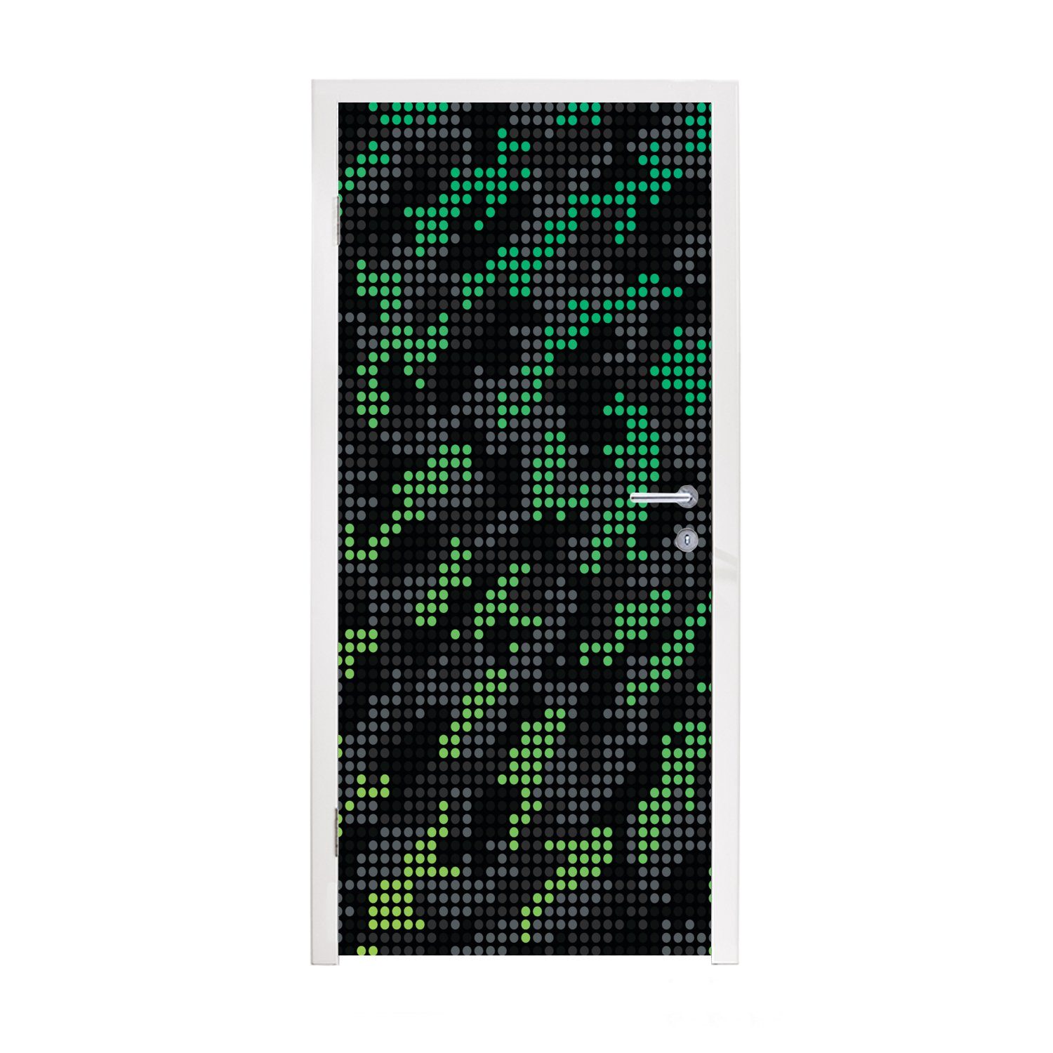 MuchoWow Türtapete Camouflage-Muster aus grünen und grauen Punkten, Matt, bedruckt, (1 St), Fototapete für Tür, Türaufkleber, 75x205 cm