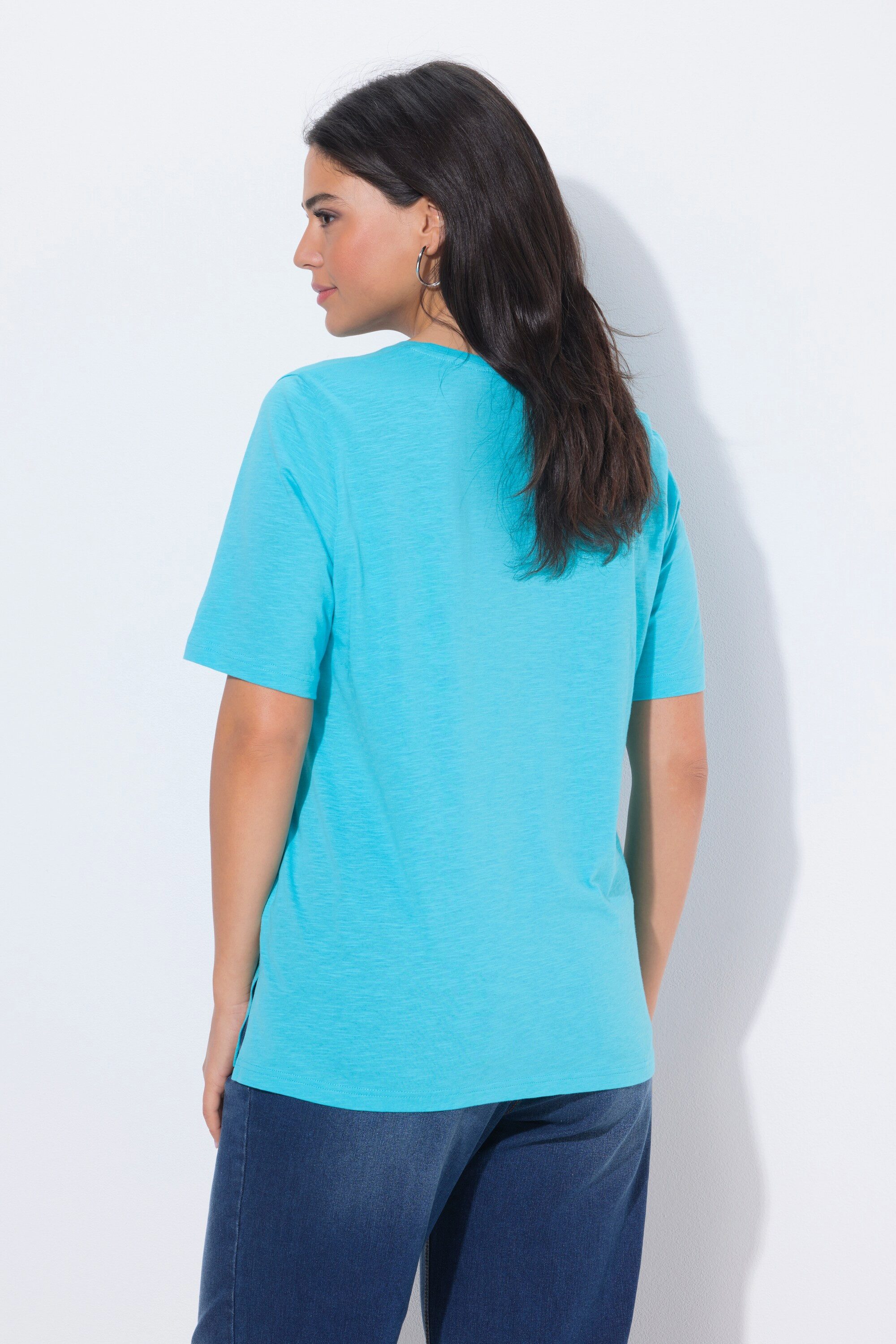 Ulla Popken T-Shirt T-Shirt Blüte Classic Rundhals Halbarm