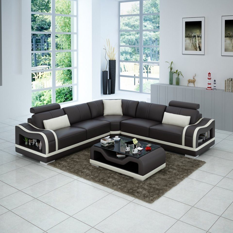 Design Sofa Modern Ledersofa Couch Eck Wohnlandschaft JVmoebel Ecksofa, Ecksofa