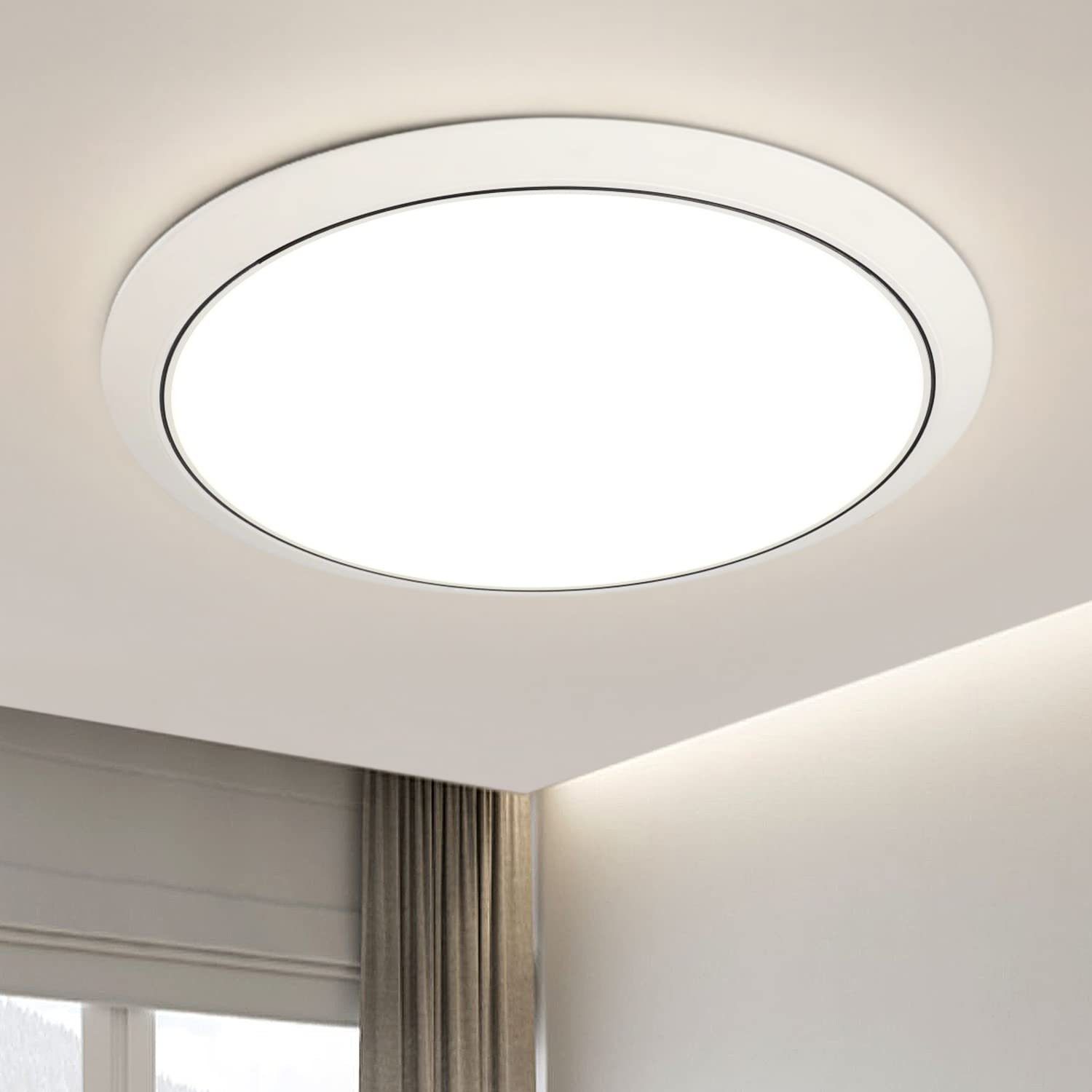 JDONG LED Deckenleuchte Rund Weiß Deckenlampe, LED fest integriert,  Tageslichtweiß, Modern Natürliches Weiß 4000K Lampe, IP44 Wasserdichte