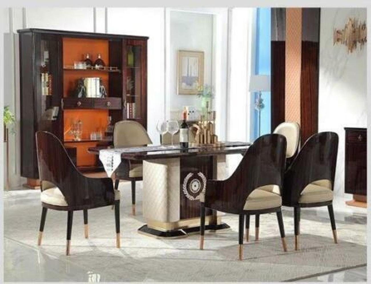 JVmoebel Esszimmer-Set, Edle Design Tisch 6x Sessel Stühle Ess Zimmer Sitz Polster Luxus