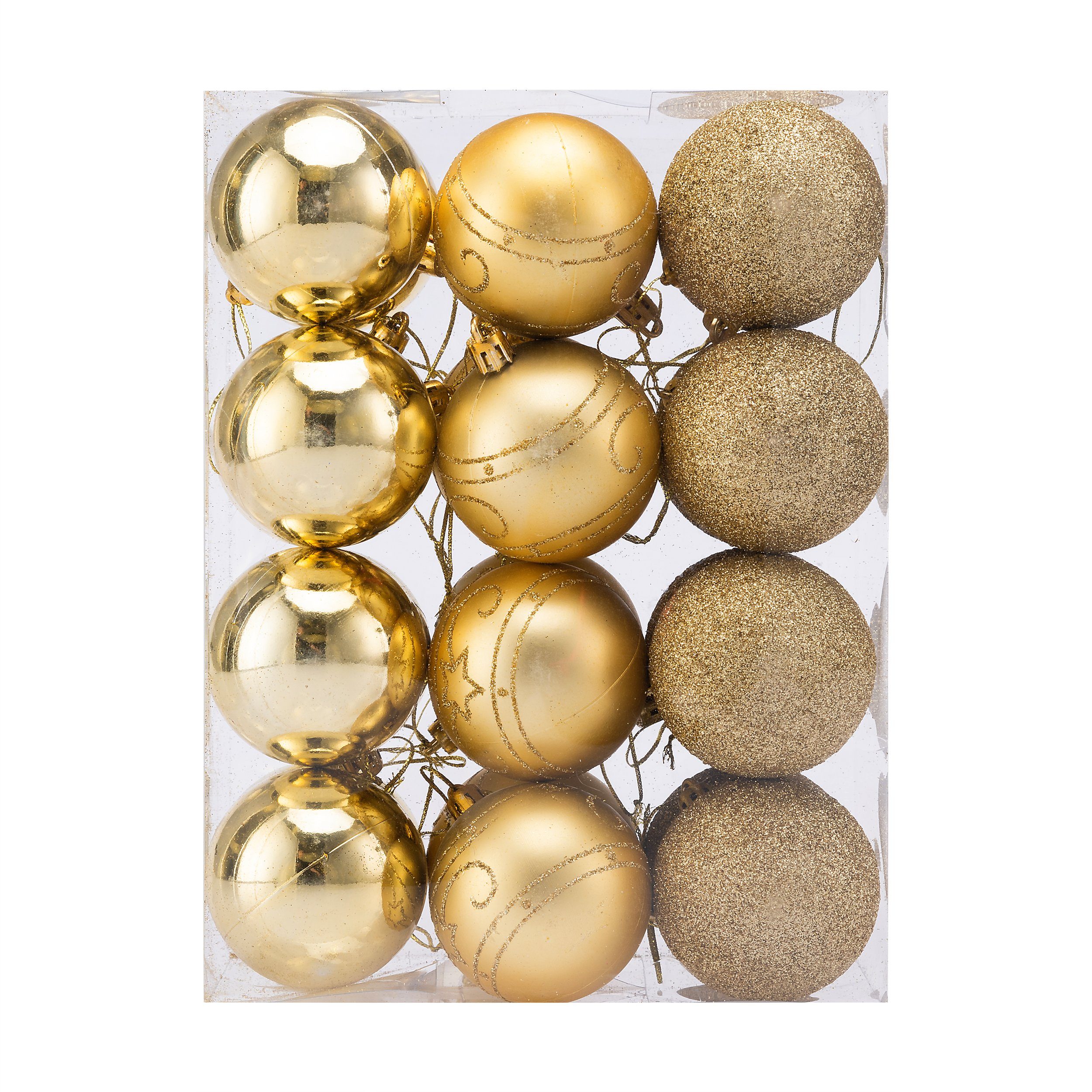 Casaria Weihnachtsbaumkugel (24 St), Christbaumkugeln 24 tlg ∅ 6cm matt glänzend glitzernd Gold