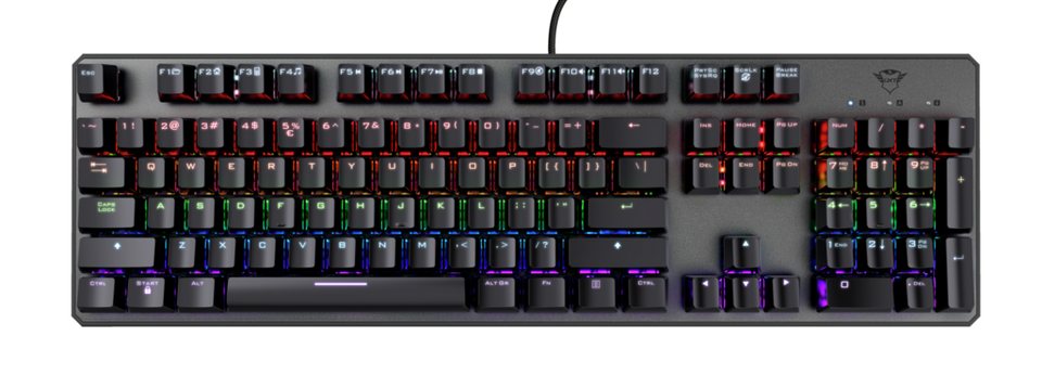 Trust GXT865 ASTA MECH KEYBOARD DE Gaming-Tastatur, 8  Regenbogenwellen-Farbmodi mit einstellbarer Helligkeit