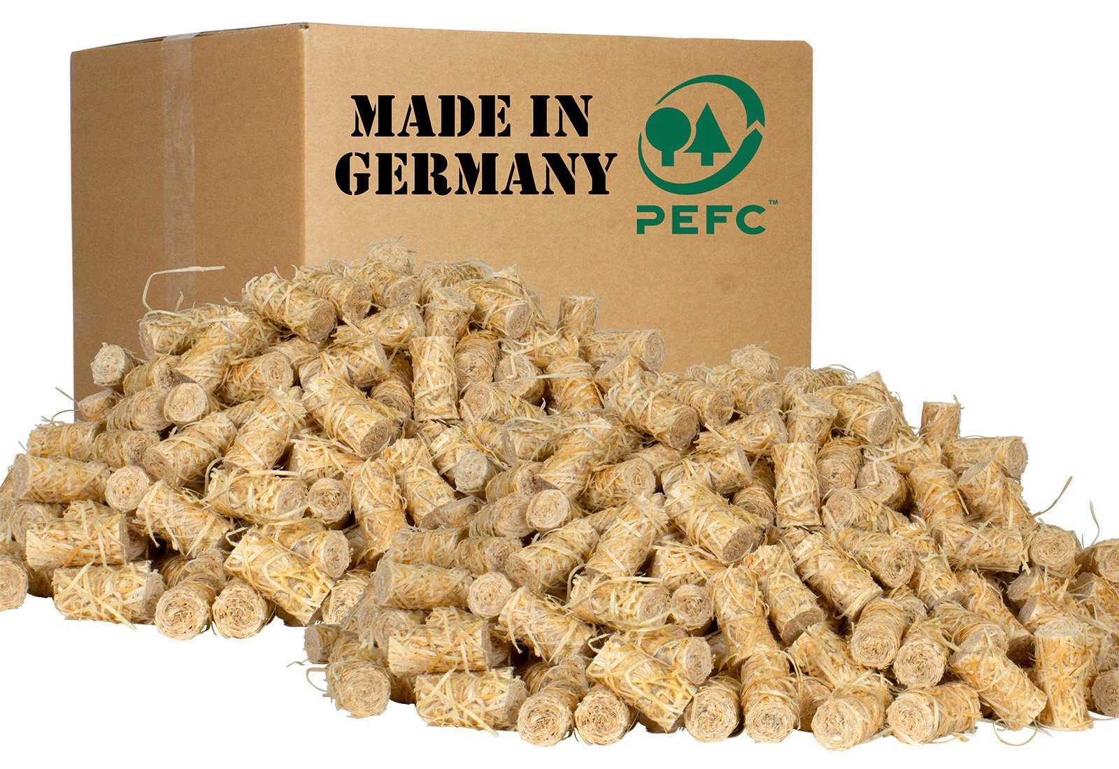 Trendyshop365 Grillanzünder Ökologische Holzwolle aus Bayern, 10 kg, (Vorrats-Sparpack, Anzündwolle, Kaminanzünder, Bioanzünder), 100% natürlich, aus nachhaltiger Forstwirtschaft, PEFC zertifiziert