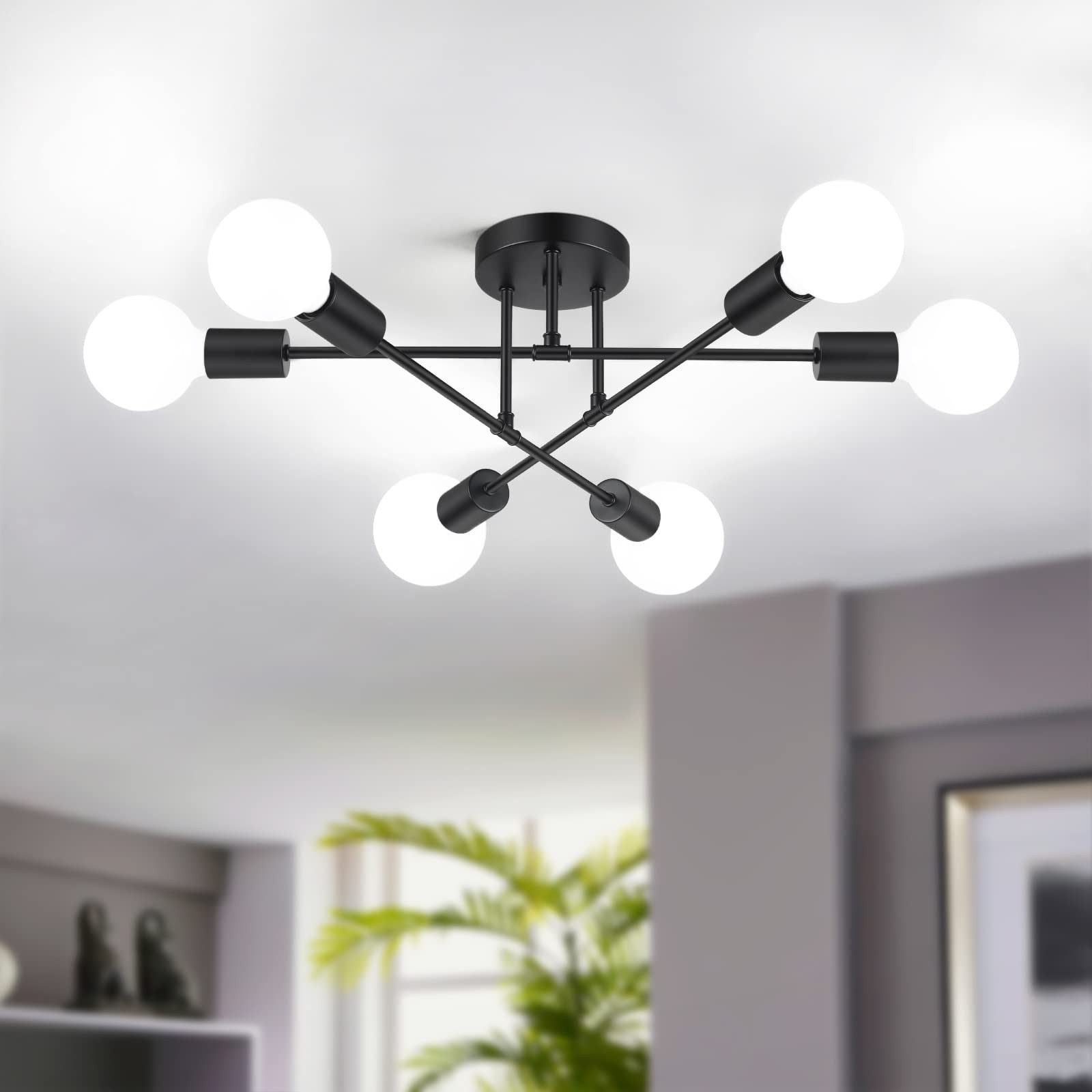Jibenhome LED Deckenleuchte Schwarz Kronleuchter-Hängend Deckenlampe günstig online kaufen