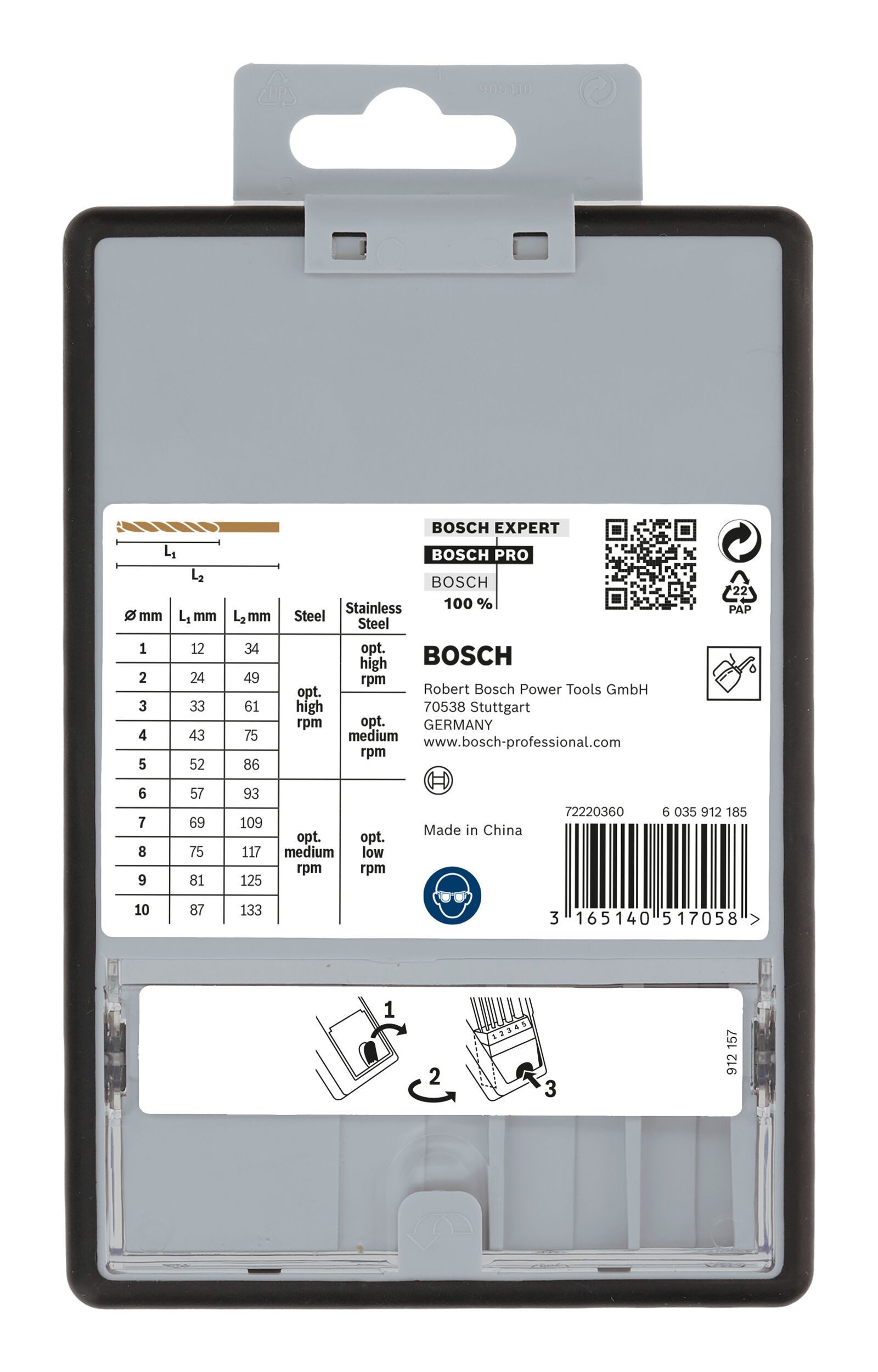 BOSCH Metallbohrer Pro Stainless Steel, (10 Teile), HSS-Co Set, 10-teilig
