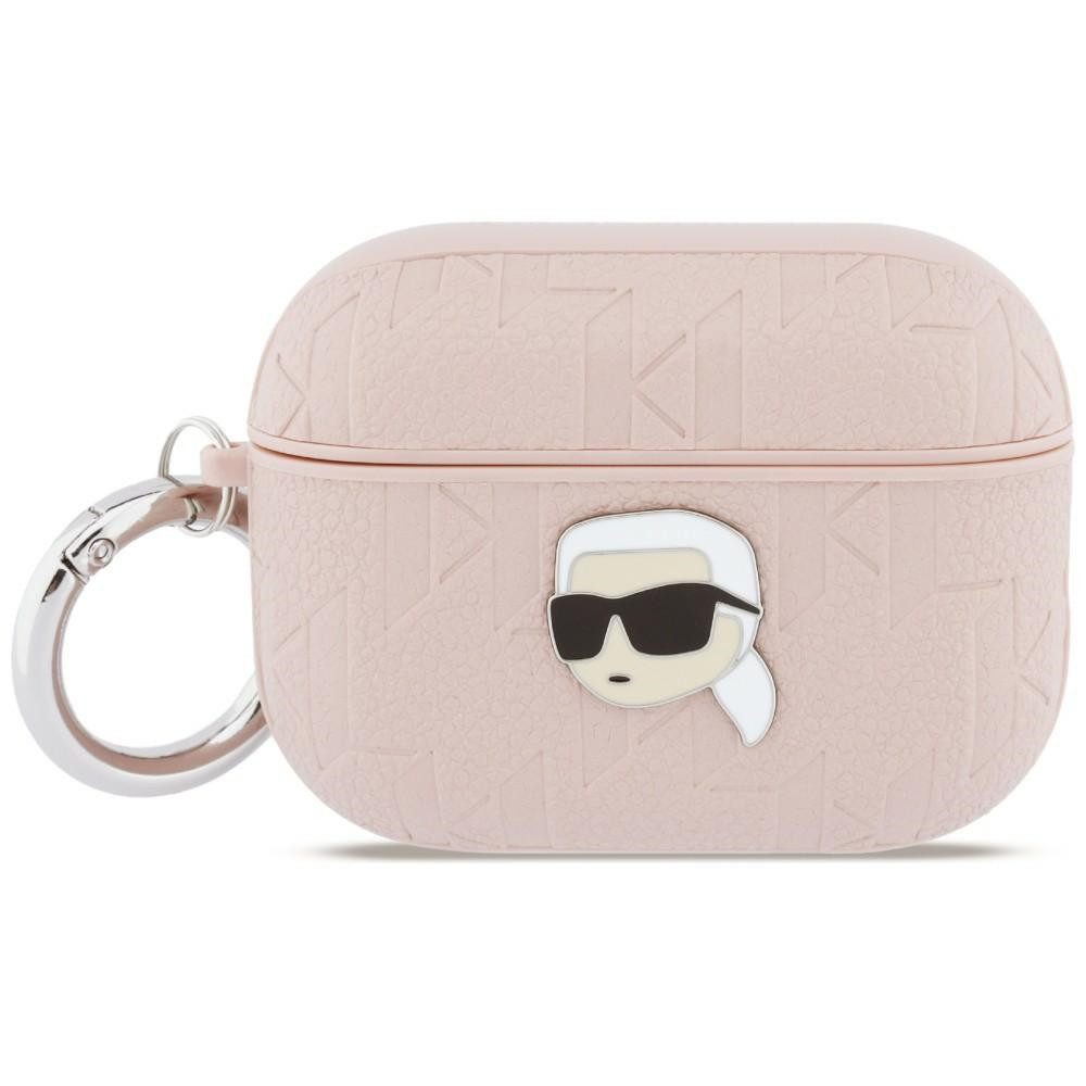 KARL LAGERFELD Kopfhörer-Schutzhülle Schutzetui Ohrhörerhülle Karabinertasche, Karabiner, Karl-Head-Plakette, Monogramm-Prägung