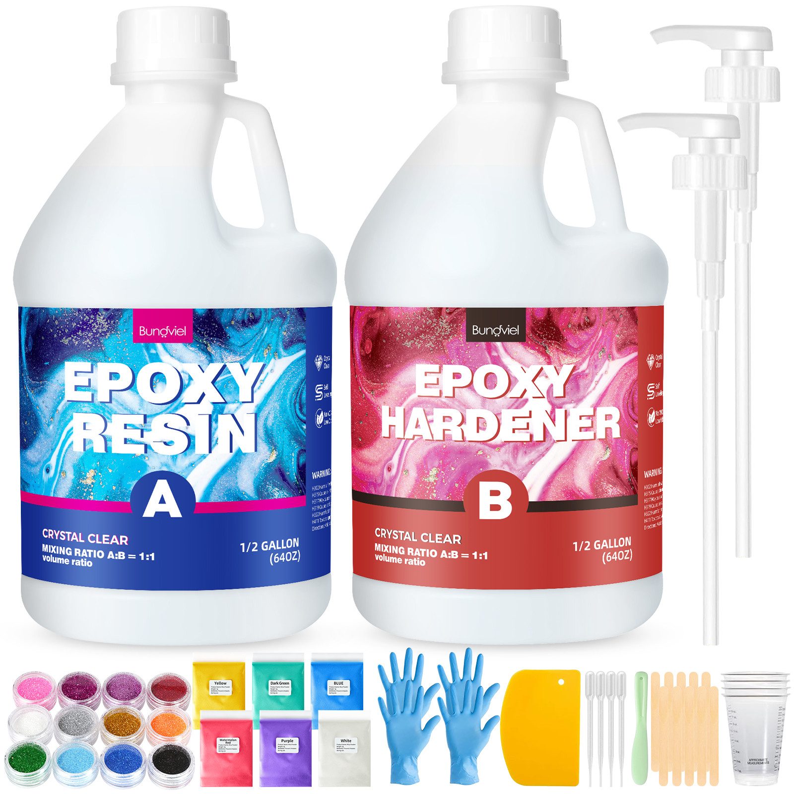 Bundviel Epoxidharz Epoxidharz Set Anfänger 128oz epoxidharz glasklar gießharz - 1: 1