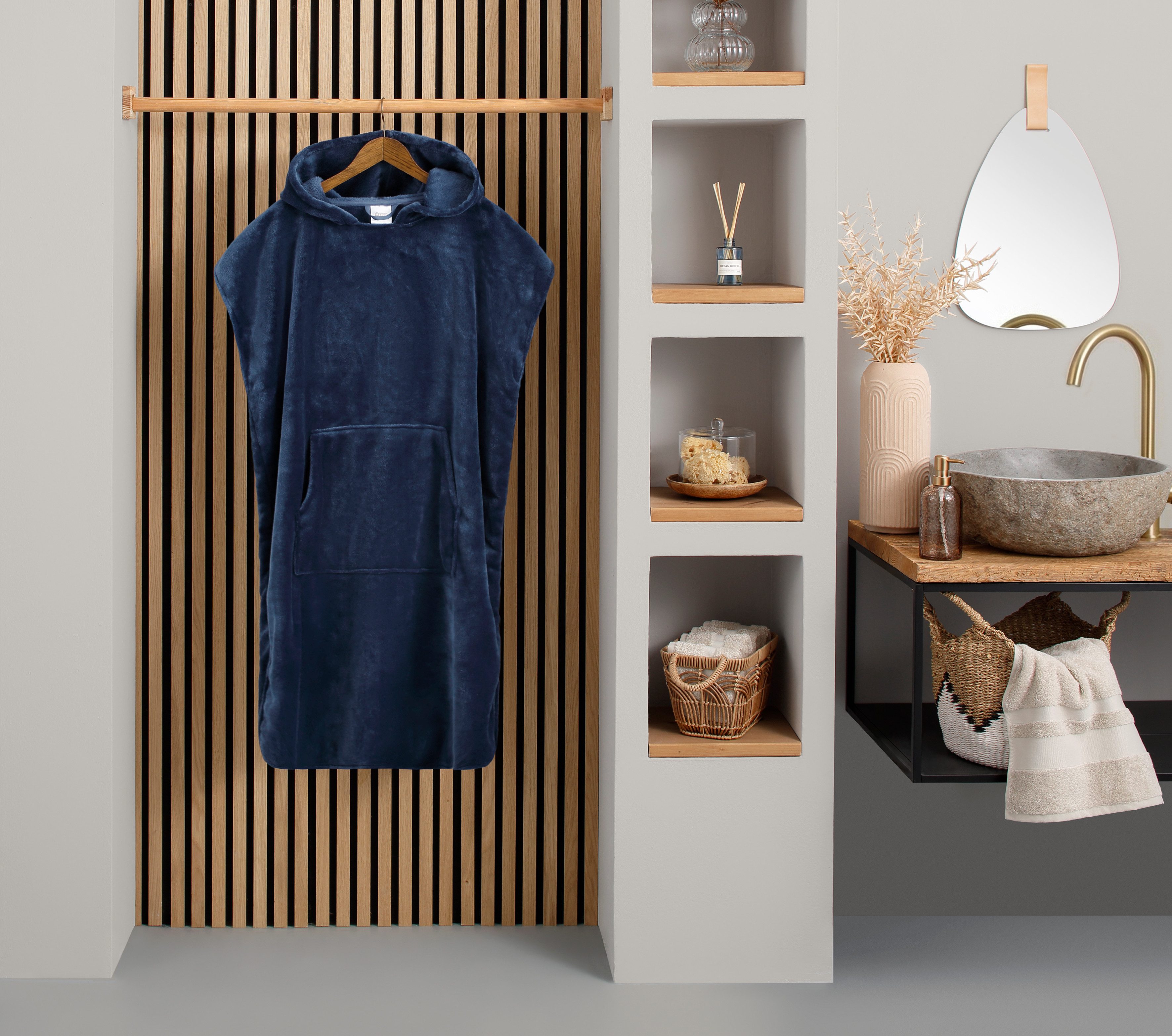 OTTO home Badeponcho Miia, Surfponcho ideal für Sauna, Spa & im Urlaub, Langform, Microfaser, Kapuze, weich und kuschelig, plüsch, Unisex, für Damen und Herren