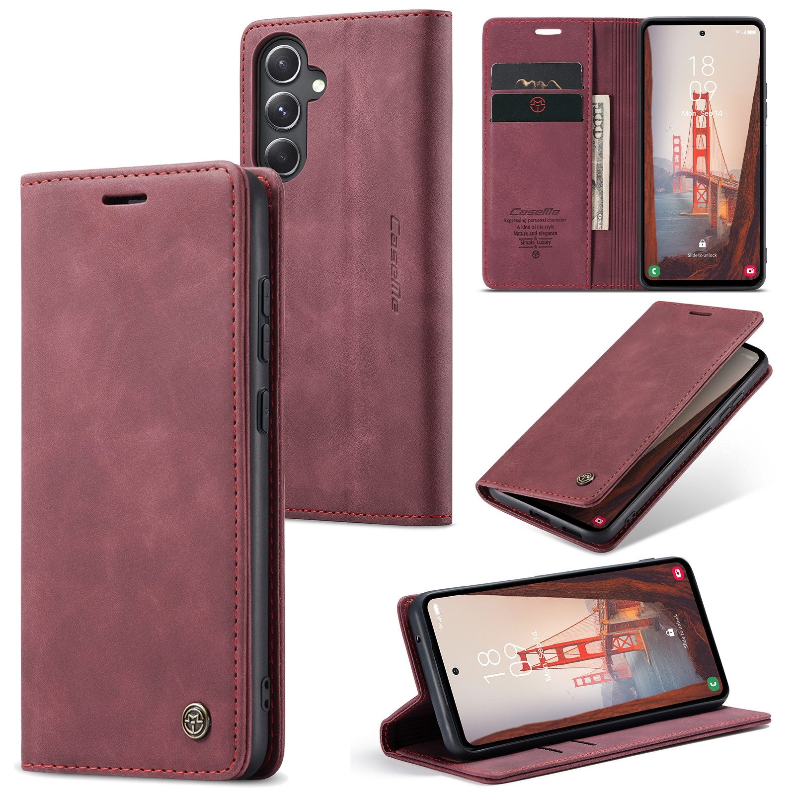 SmartUP Smartphone-Hülle für Samsung Galaxy S23 FE 5G Klapphülle Fliphülle Tasche Case Cover 6,4, Integrierte Standfunktion, zwei Kartenfächer