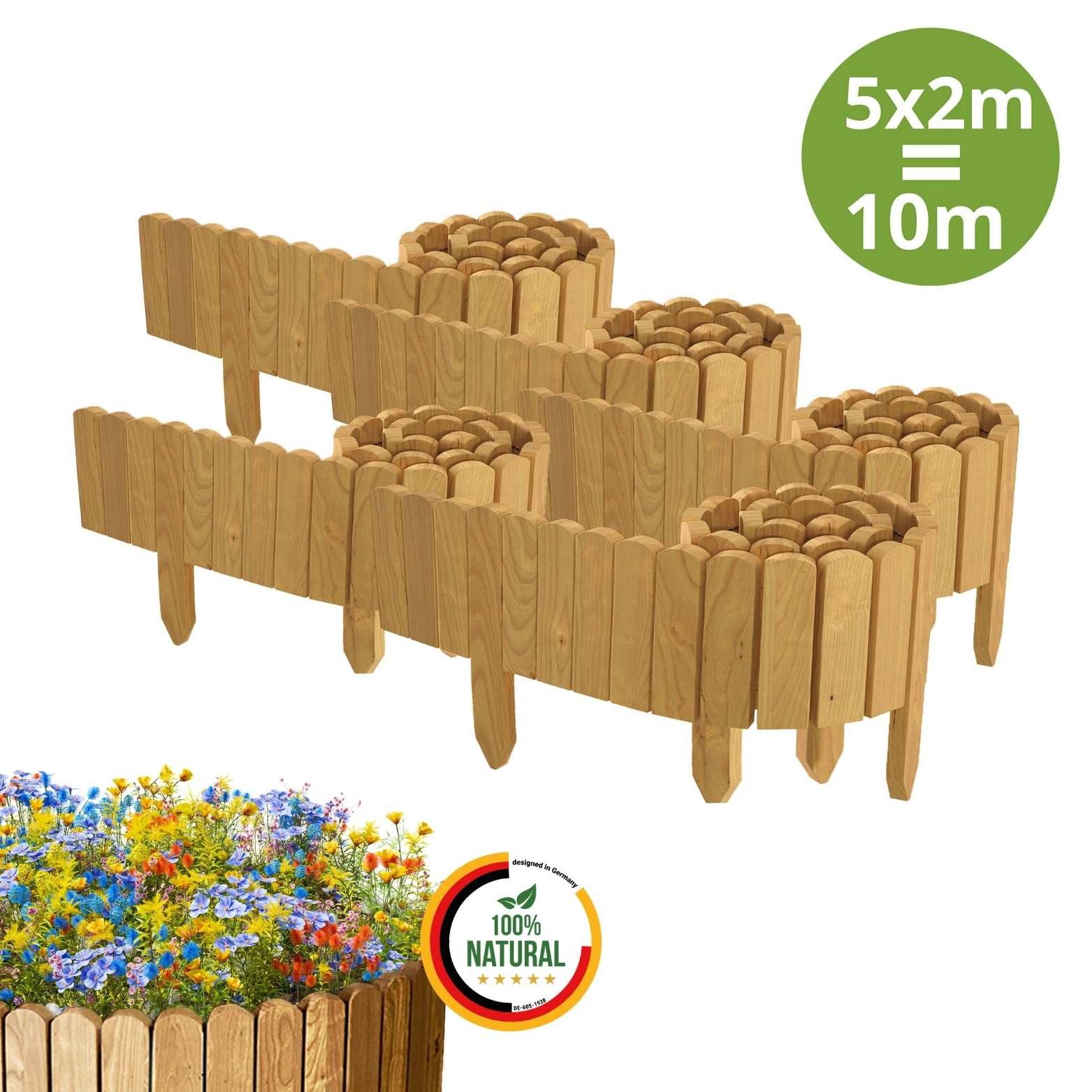 Floranica Palisade Beeteinfassung Beetumrandung Flexibler Holzzaun günstig online kaufen