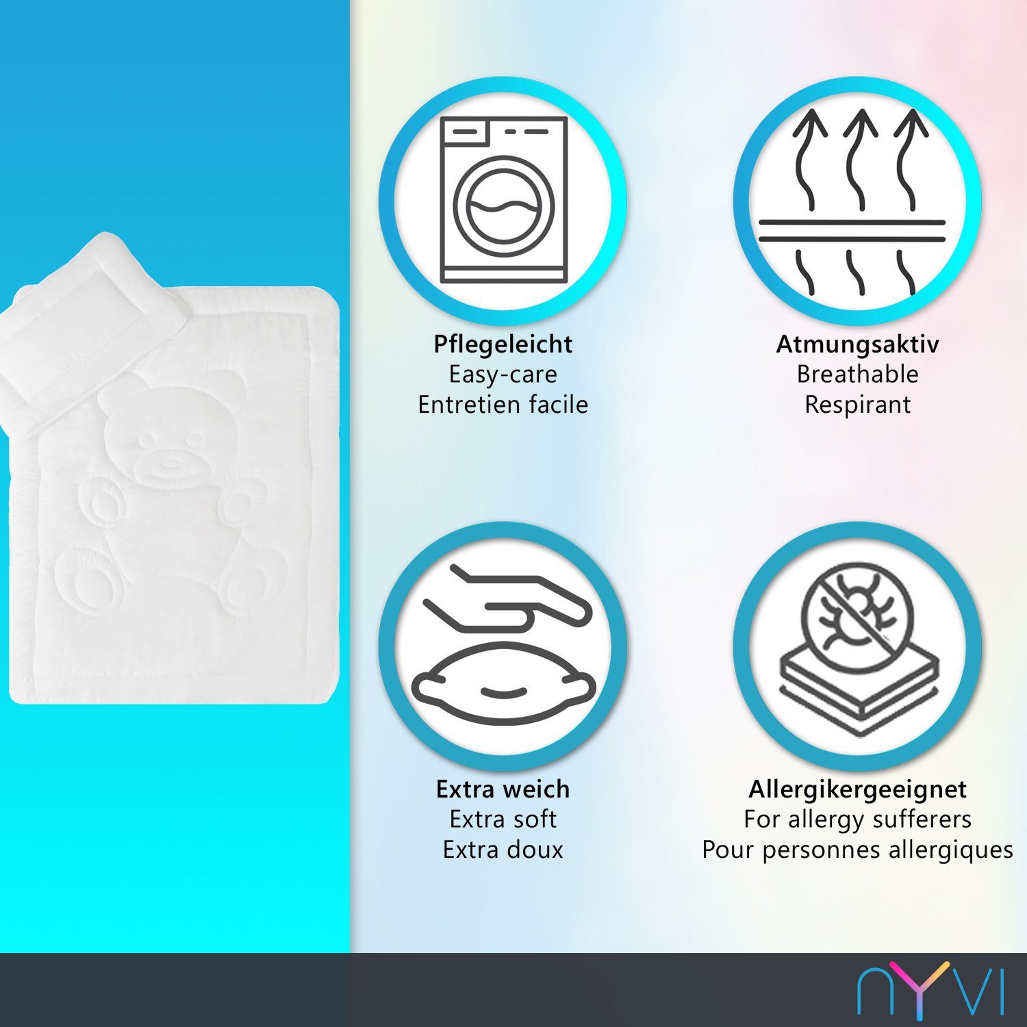 NYVI Kinderbettdecke + Kopfkissen Kinder Bettdeckenset günstig online kaufen