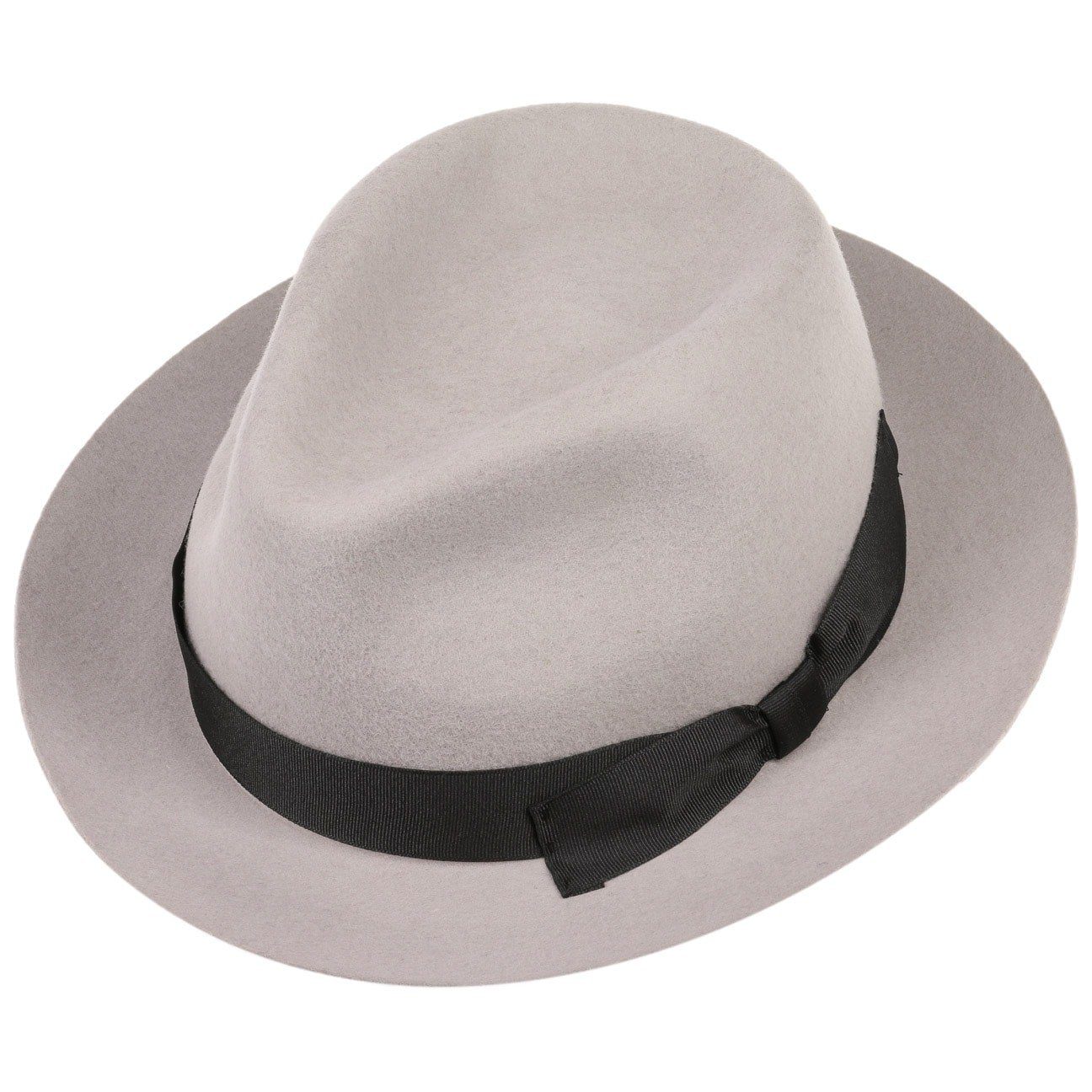 Filzhut in Made (1-St) Fedora hellgrau Italy Lipodo Ripsband, mit