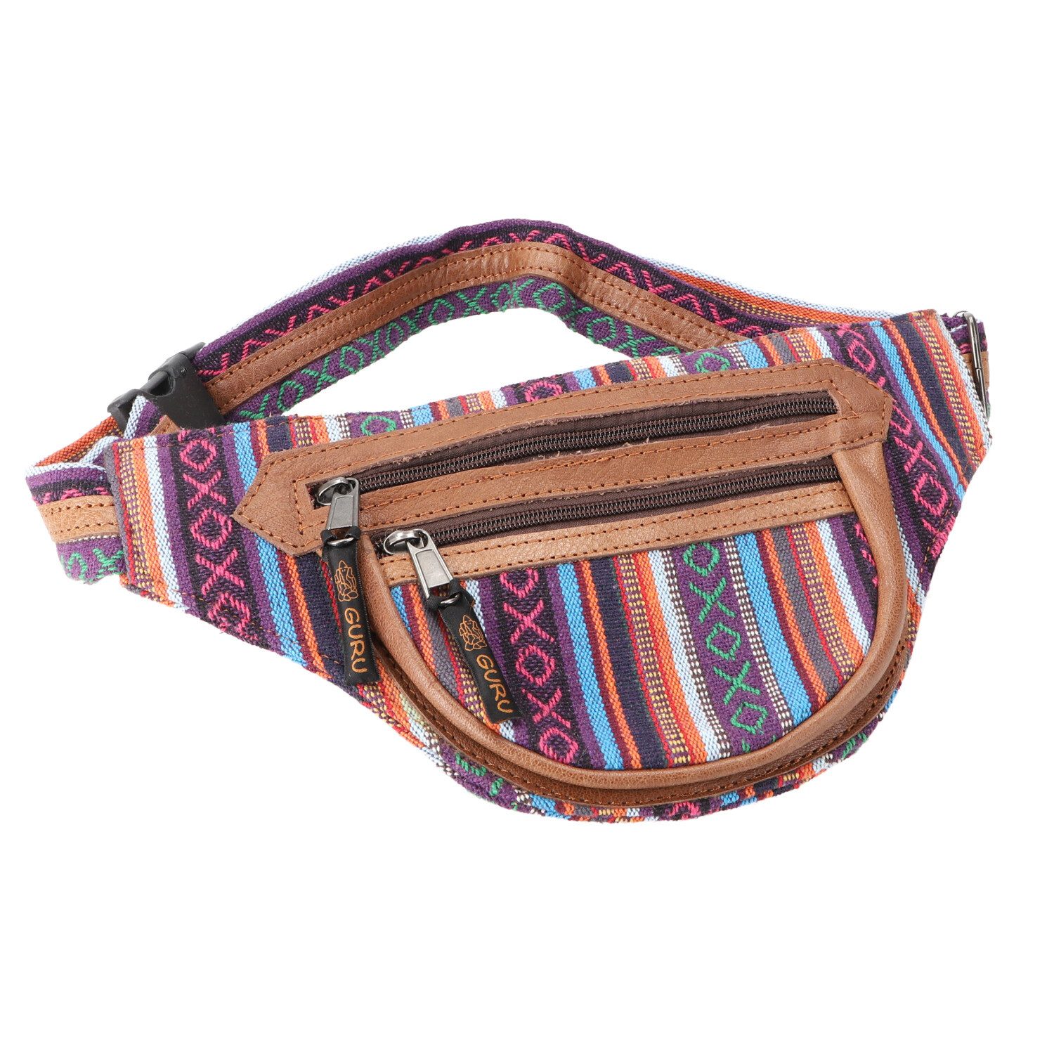 Gürteltasche Ethno Sidebag mit Leder, Nepal Gürteltasche,..