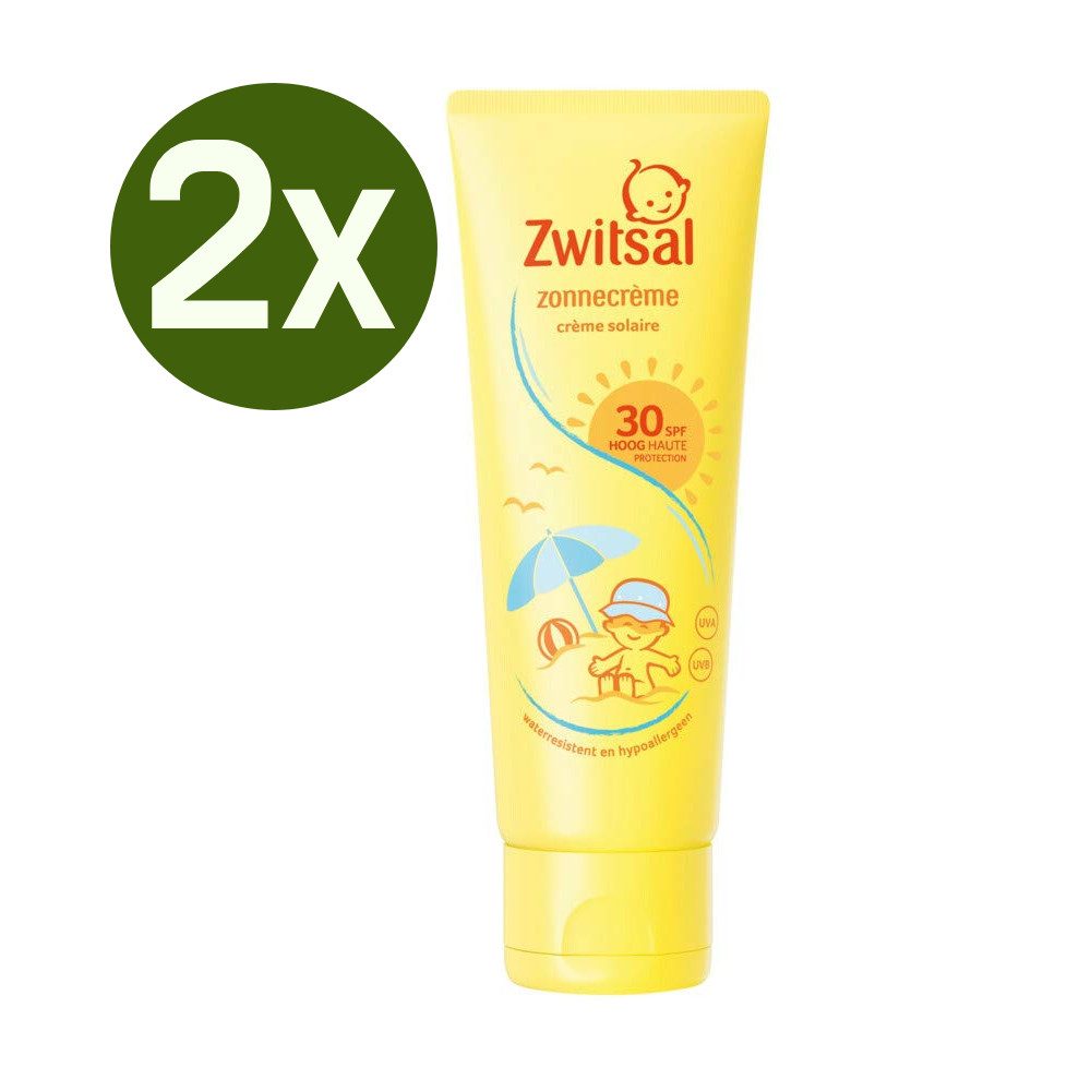 Zwitsal Sonnenschutzcreme Sun Cream SPF 30+ wasserbeständiger Sonnenschutz für Kinder, - 2er Pack