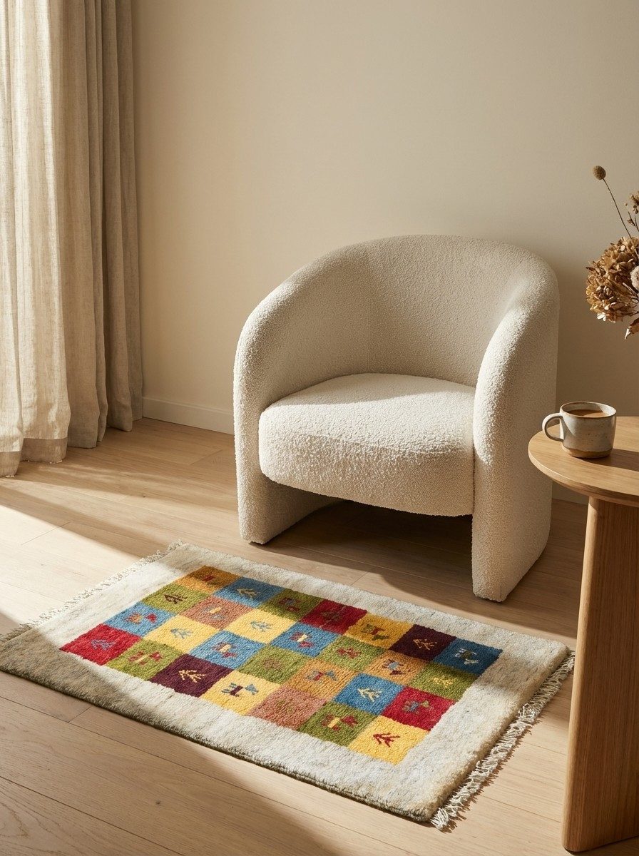 Looma Hochflor-Teppich Gabbeh Sonnat 90x61cm, rechteckig, Höhe: 15 mm, Sonnat, Schurwolle, Unikat