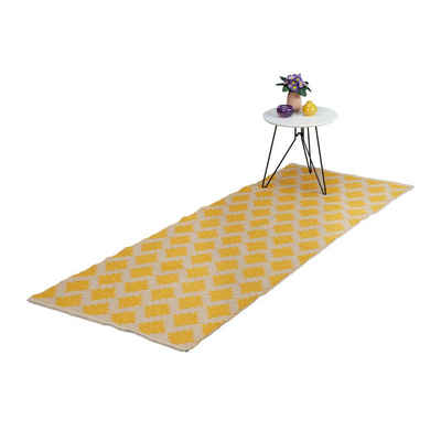 Teppich Teppich Baumwolle 80 x 200 cm, relaxdays, Höhe: 6 mm, Gelb