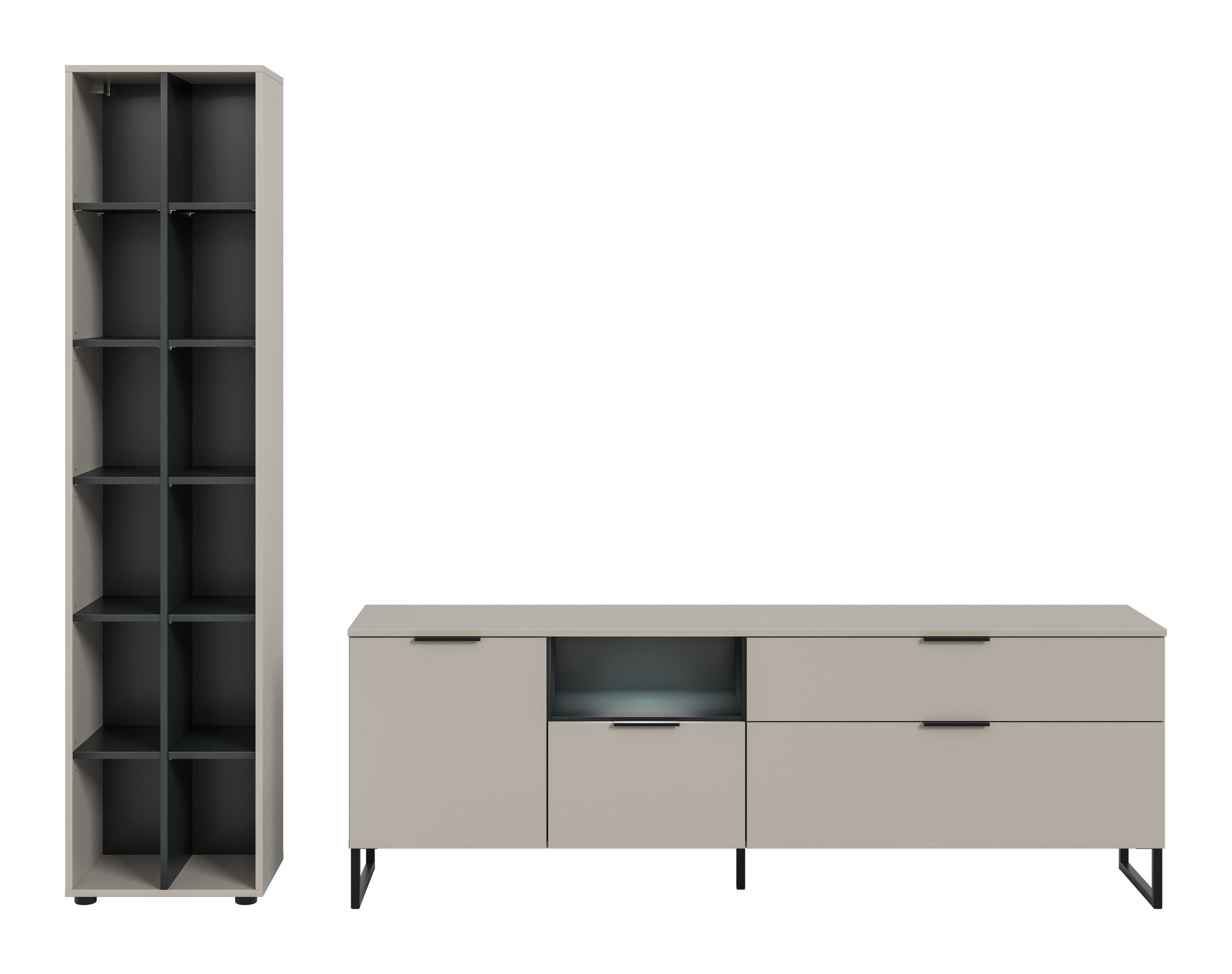 Newroom Wohnwand Kaschmir 245 cm, Wohnwand Kaschmir Modern Wohnzimmerschrank TV Wand Wohnzimmer Schra...