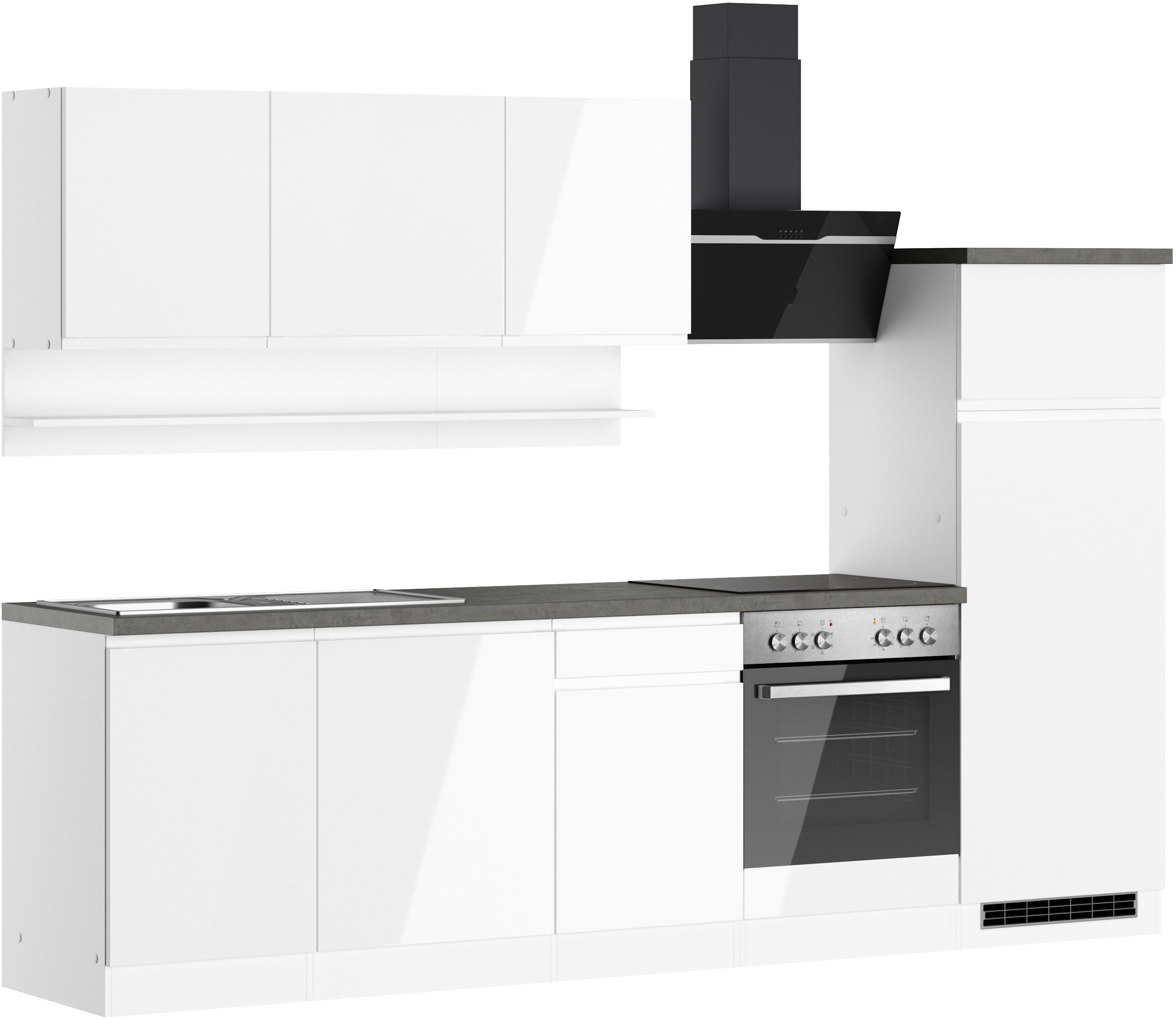 KOCHSTATION Küchenzeile KS-Virginia,neu in verbesserter Ausführung, Breite 280 cm, Soft-Close, wahlweise mit E-Geräten