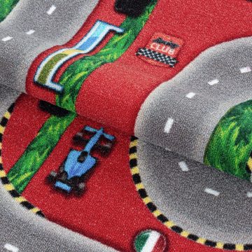 Kinderteppich, Homtex, 80 x 120 cm, Kinderteppich Spielteppich Rennwagen, Autobahn, Straße Motiv