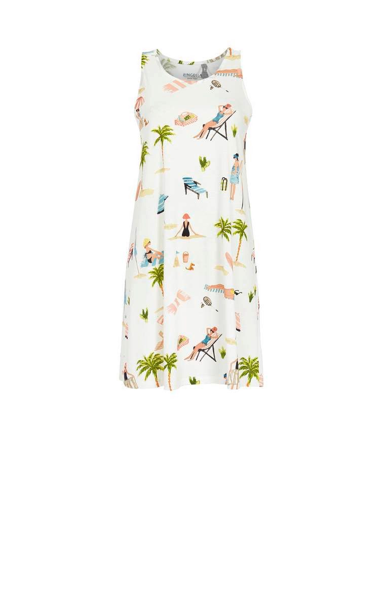 Ringella Nachthemd ärmelloses Shirt mit Beach-Dessin Baumwolle/Modalmischung
