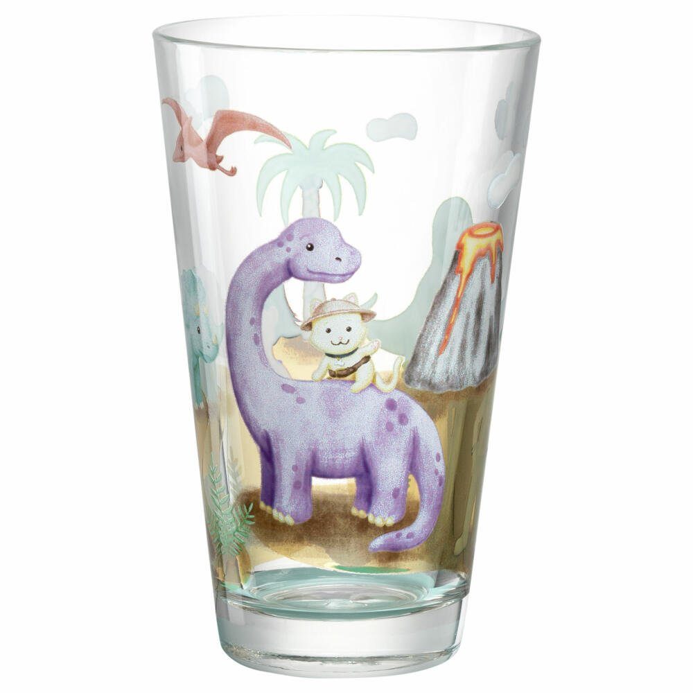 Set Bicchieri Per Bambini LEONARDO Avventura 3 Pezzi, Vetro Con Coperchio E Sottobicchiere In Silicone, Motivo Universo, 300 Ml