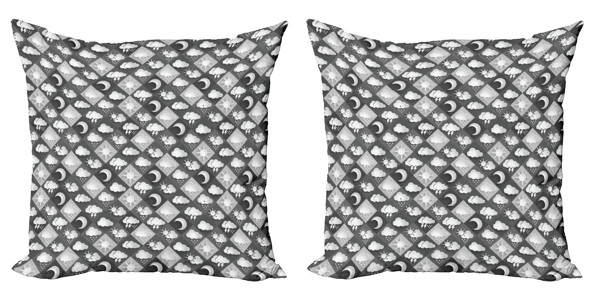 Kissenbezüge Modern Accent Doppelseitiger Digitaldruck, Abakuhaus (2 Stück), Grau und Weiß Wetter