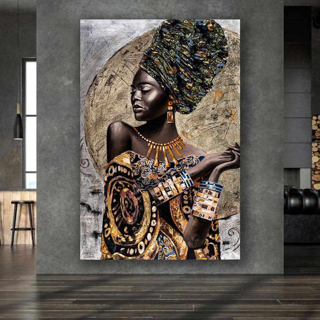 Artedinoi Leinwandbild Afrikanische Frau African Beauty Leinwandbild Wandbild Deko Kunst XL