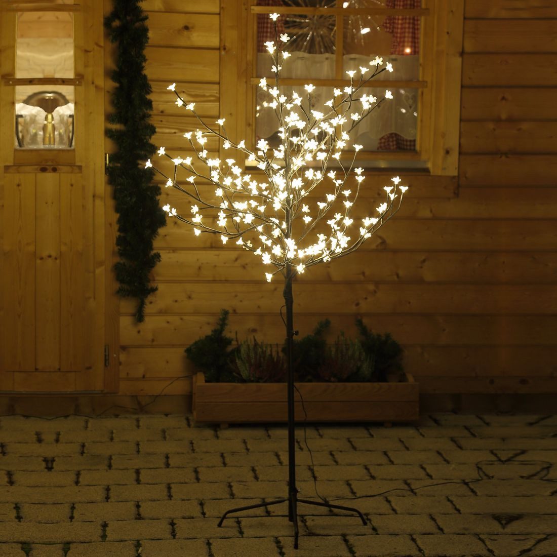 Gartenpirat LED Baum Kirschblütenbaum 150 cm mit LED-Beleuchtung warmweiß Deko für außen
