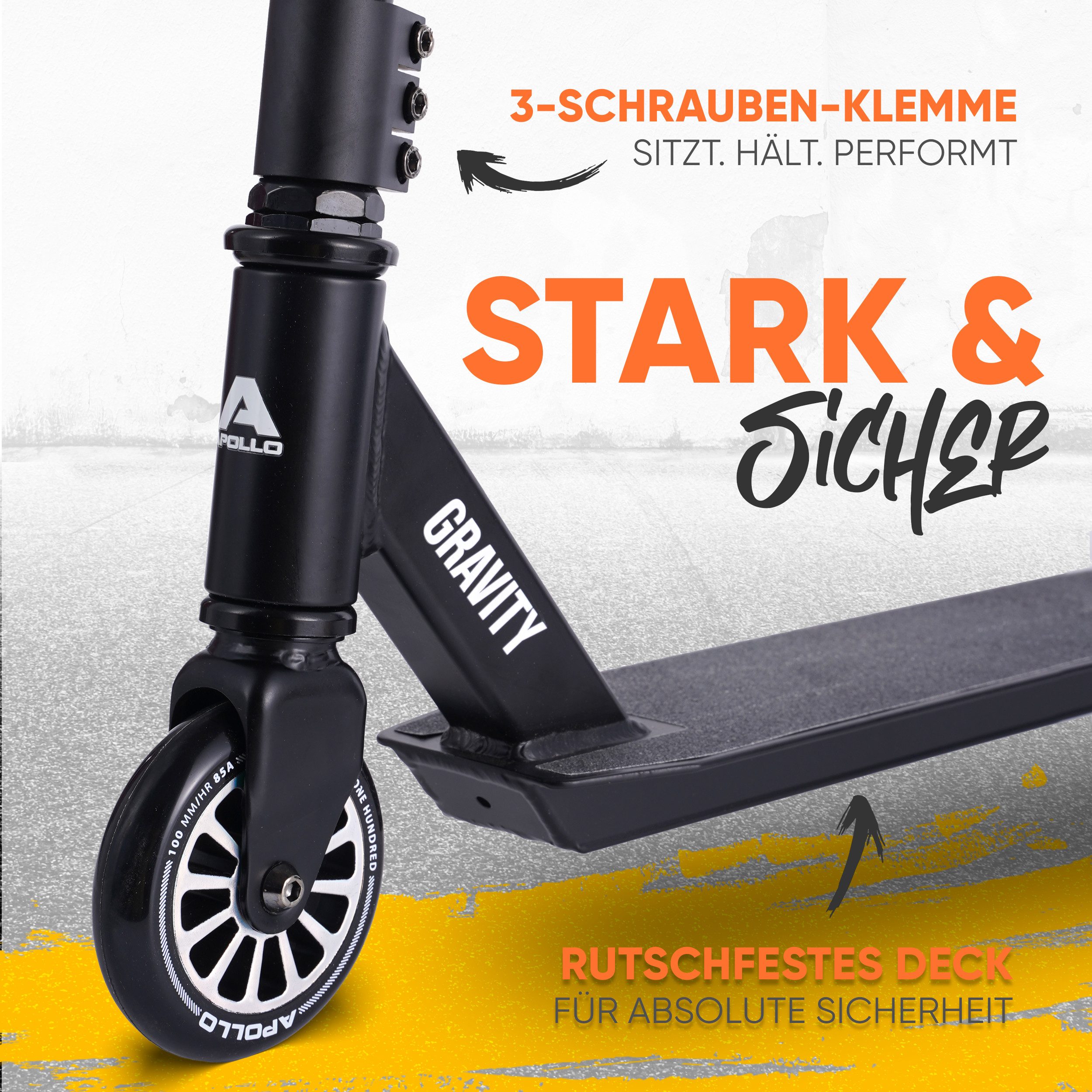 Apollo Stuntscooter Gravity - Fun-Kickscooter für Kinder und Teenager, Hohe Belastbarkeit (bis 100kg) und einfaches Handling. – Bild 2 von 5