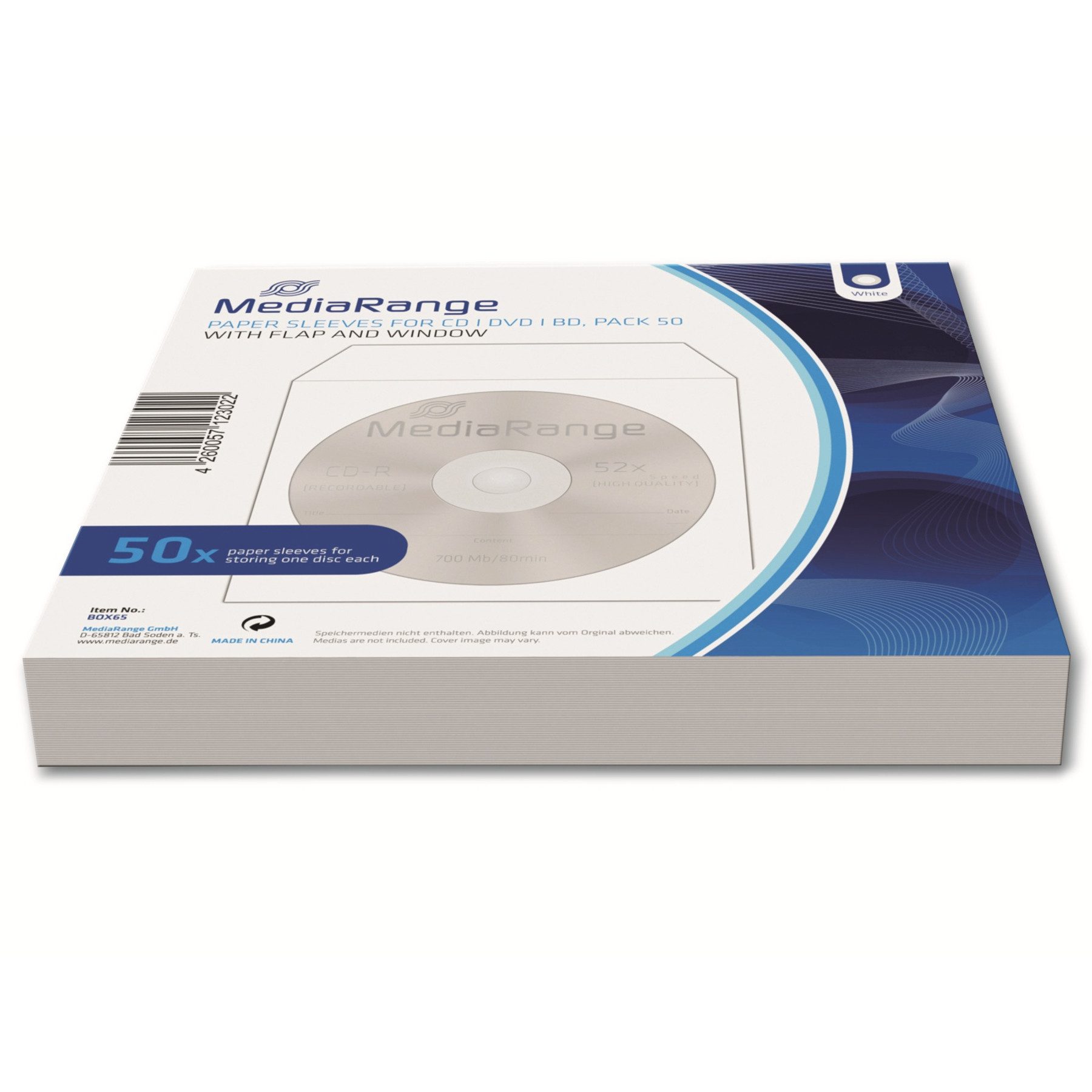 CD-Hülle MEDIARANGE CD-Papiertaschen, 50er Pack