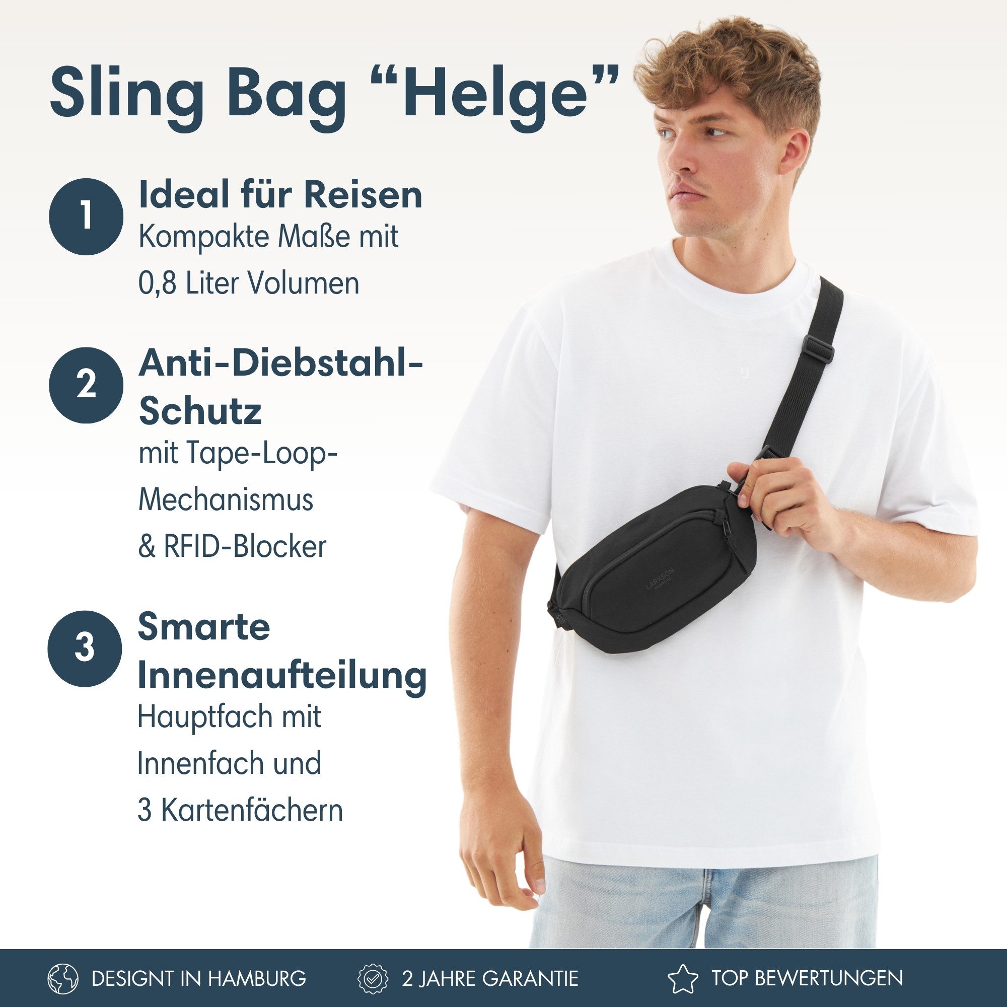 LARKSON Gürteltasche Helge Bauchtasche mit RFID-Blocker für Alltag & (1-tlg günstig online kaufen