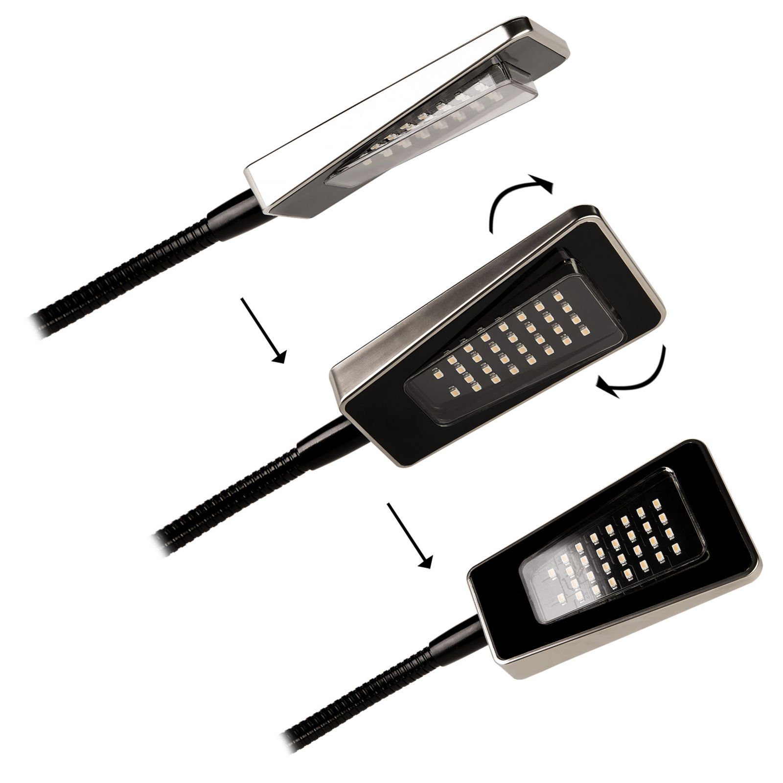 SO-TECH® Bettleuchte Flexible LED Leseleuchte Luminoso 12V / 2W, Einzelleuchte (schwarz) ohne Netzteil