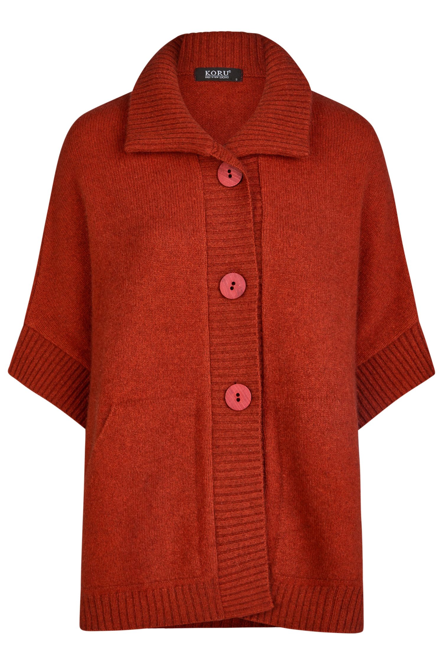 Koru Knitwear Strickcape Cape mit Taschen unifarben