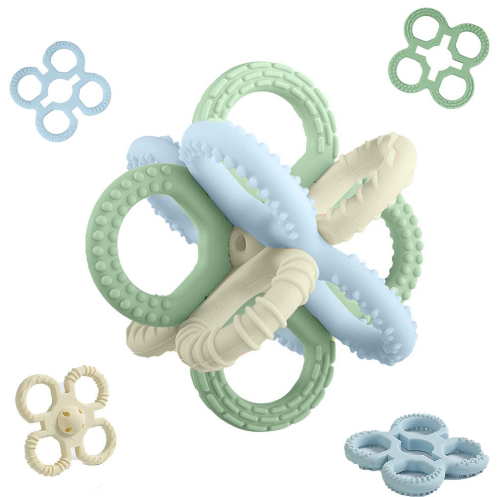 CLTYQ Beißring Beißspielzeug Zahnungshilfe aus Silikon, BPA-frei,ab 3 Monaten, (Beißringe, 3-tlg), Ball Sensory Toy,Zahnen & Greifring für Babys,Sicheres Baby Spielzeug